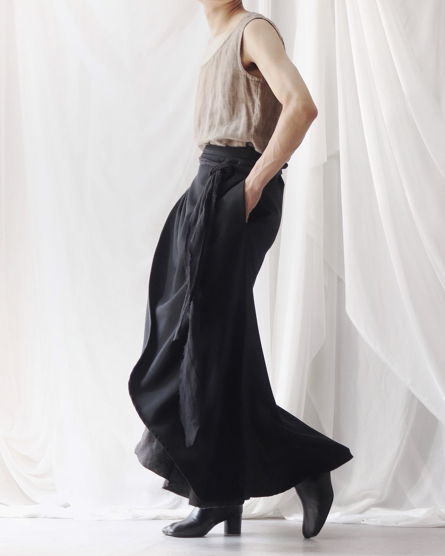 wrapped layered frayed skirt
