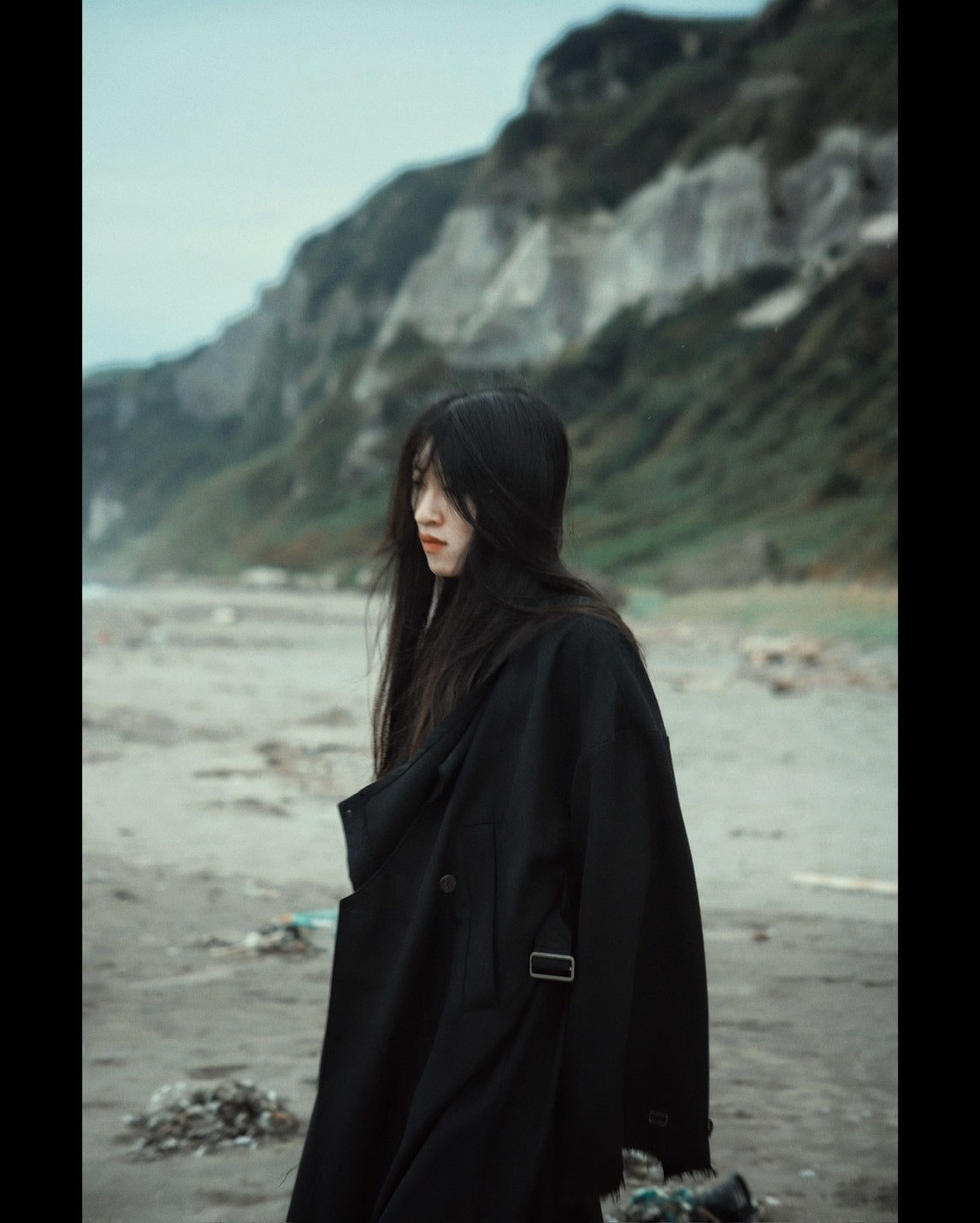 layered frayed coat