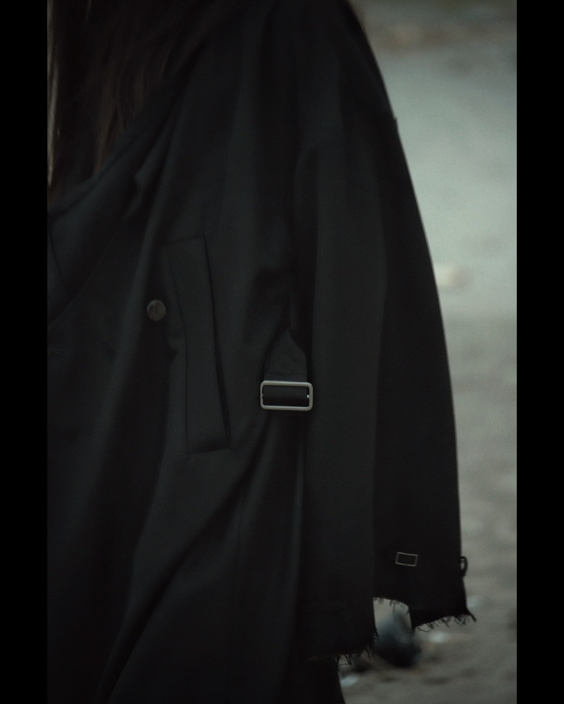 layered frayed coat
