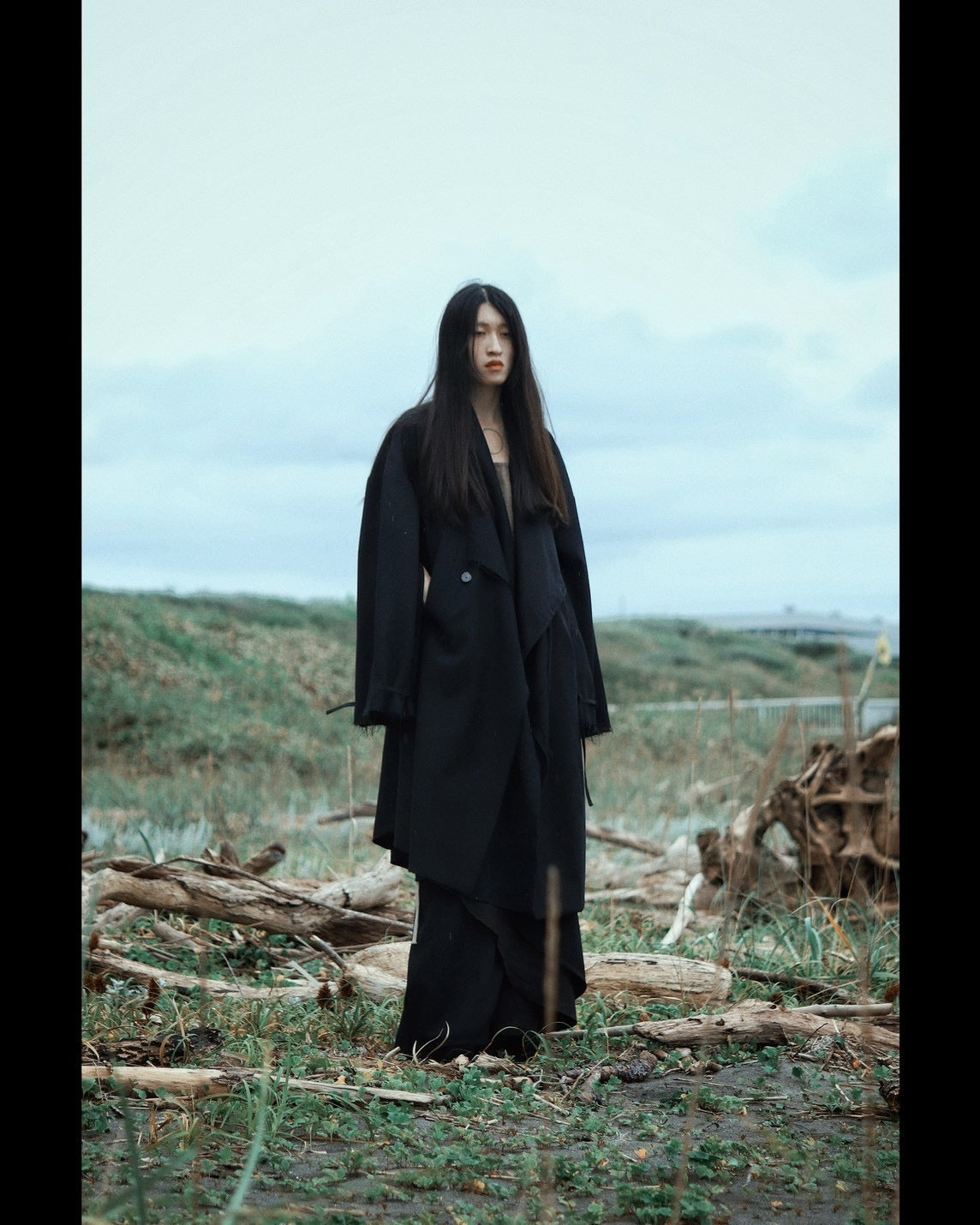 layered frayed coat