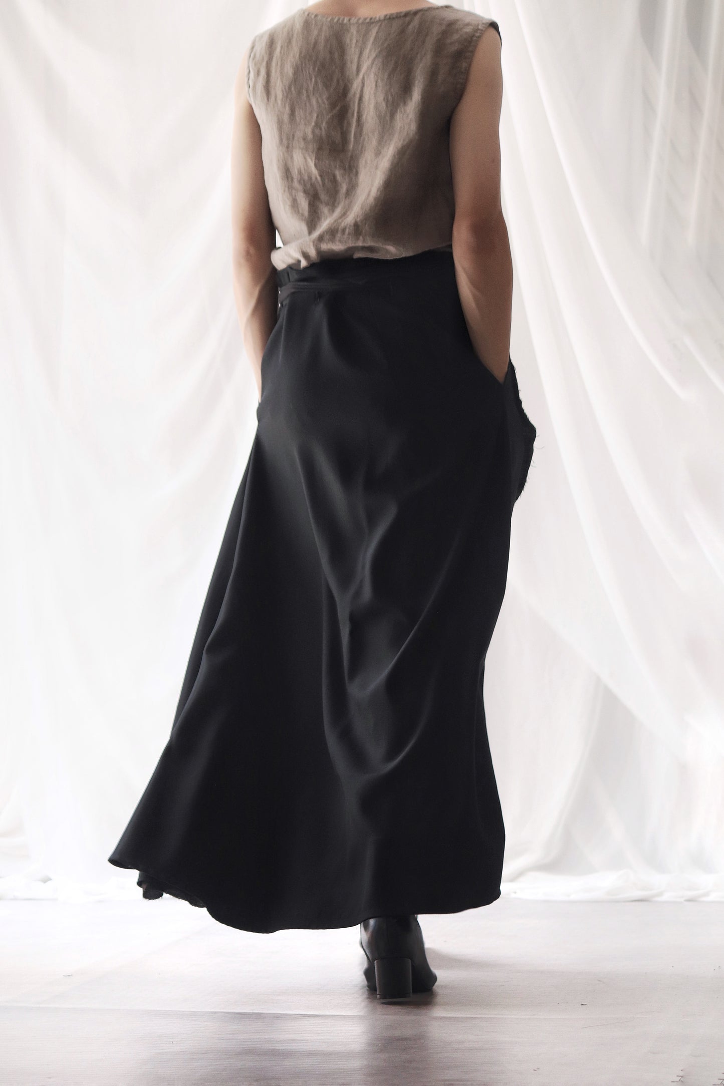 wrapped layered frayed skirt