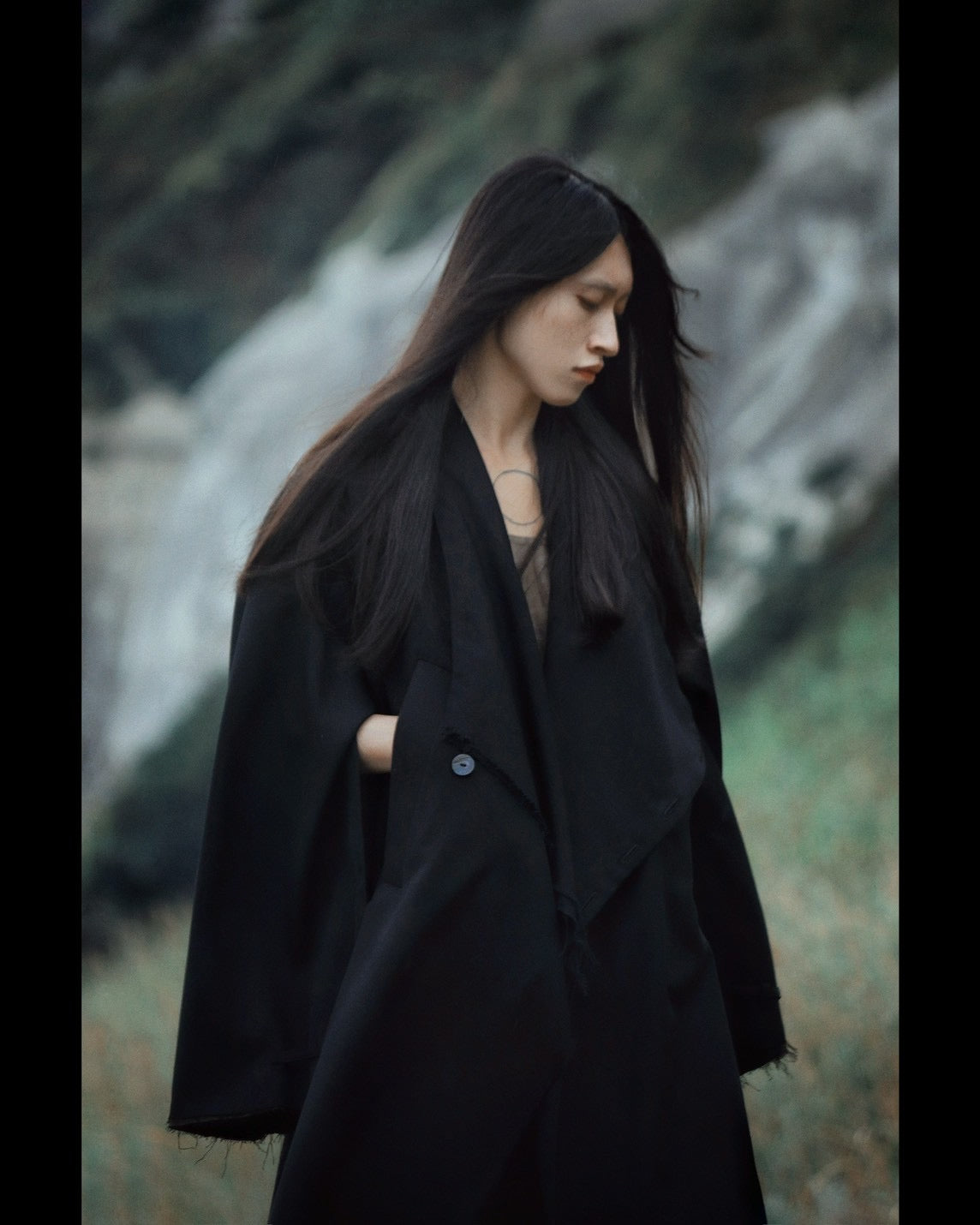 layered frayed coat