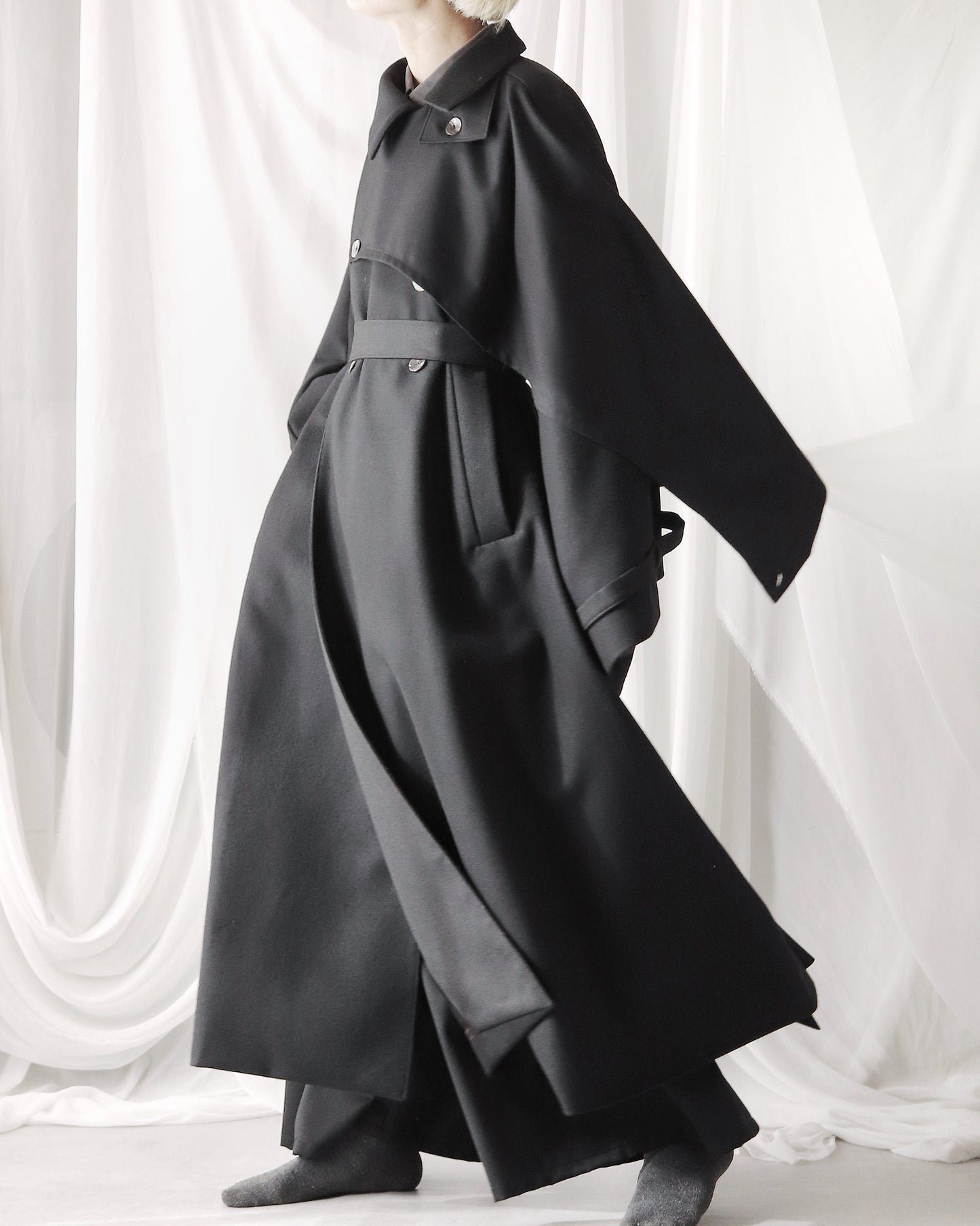 wool layered trench coat