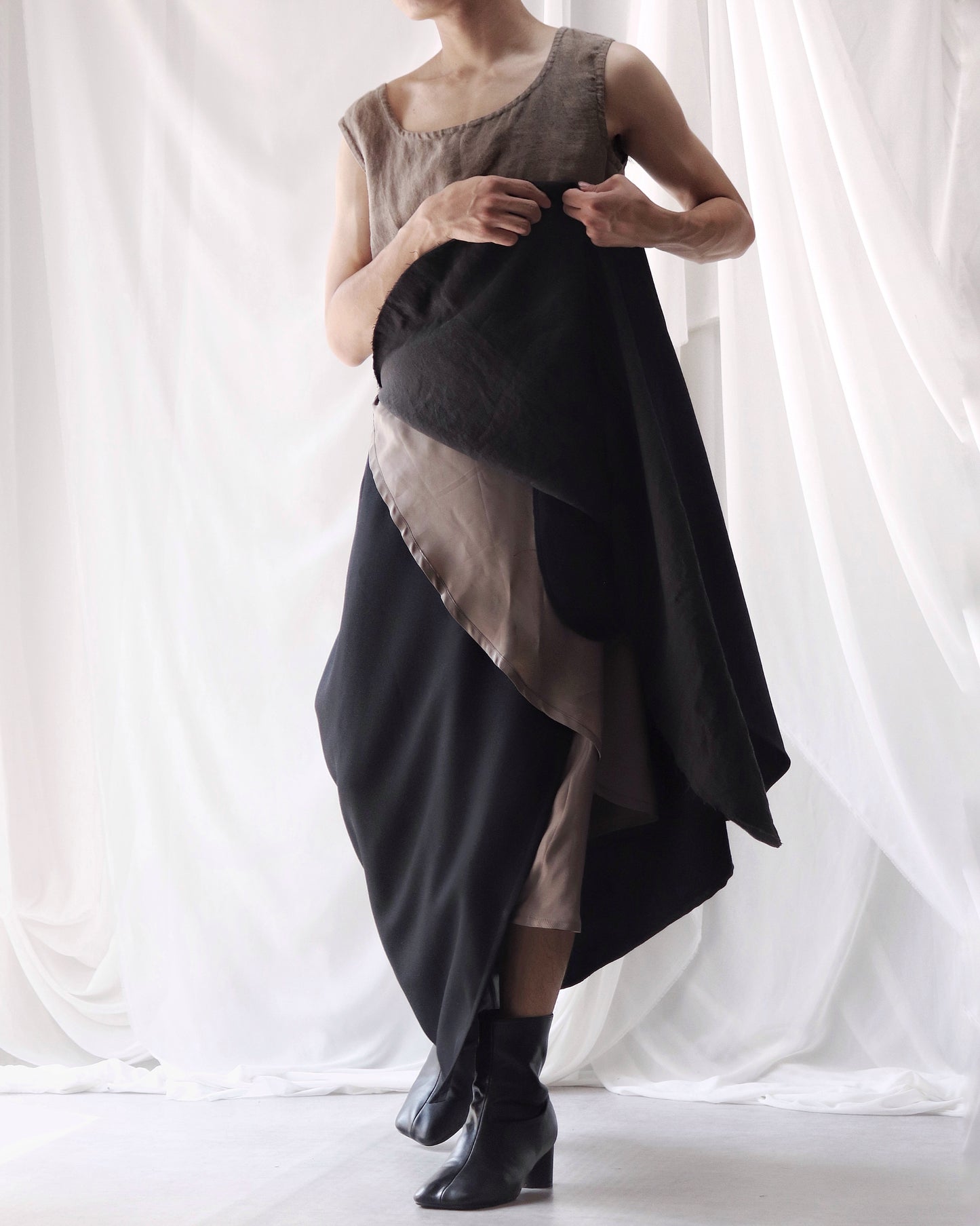 wrapped layered frayed skirt