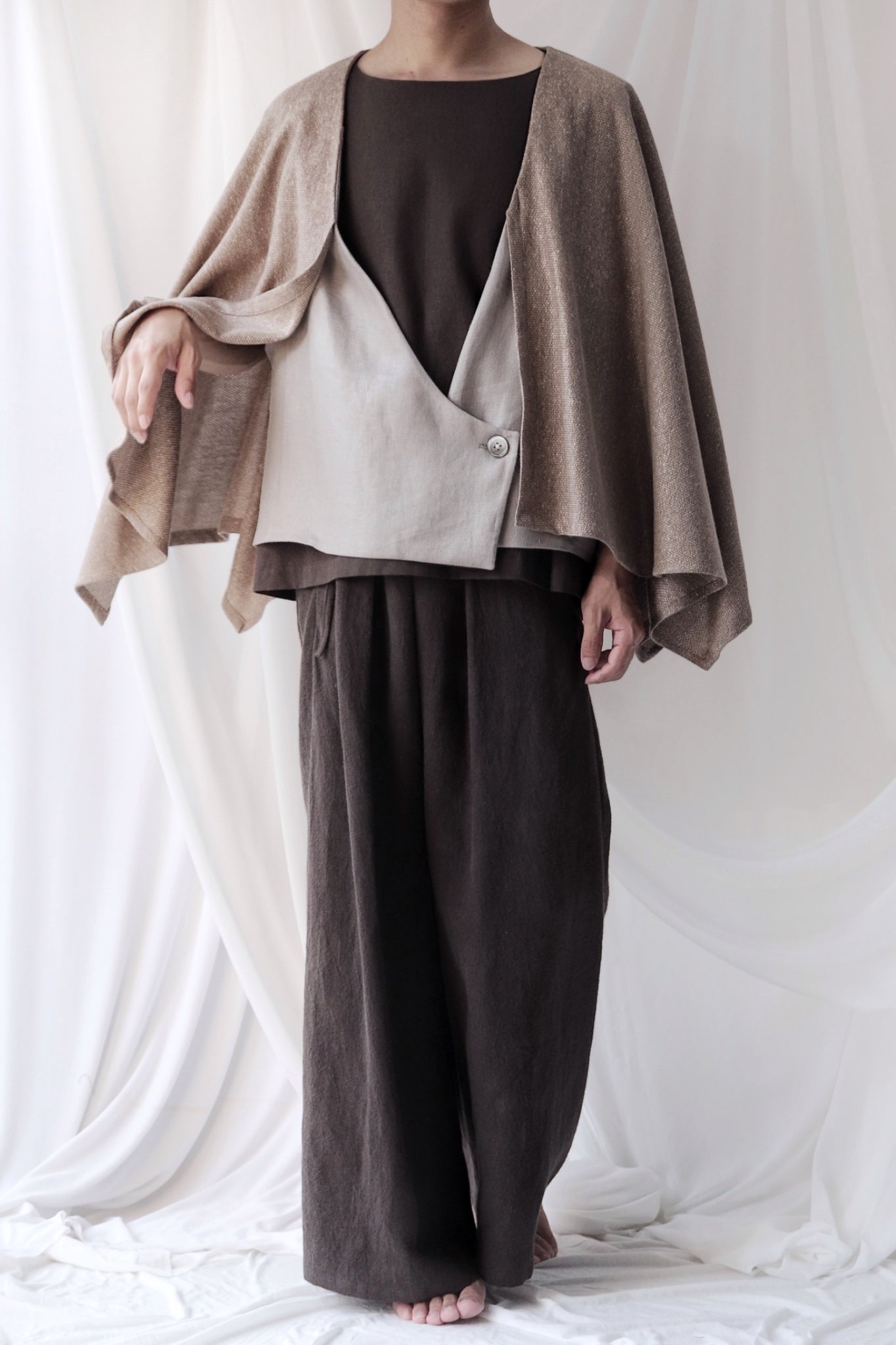 cotton knit haori cardigan