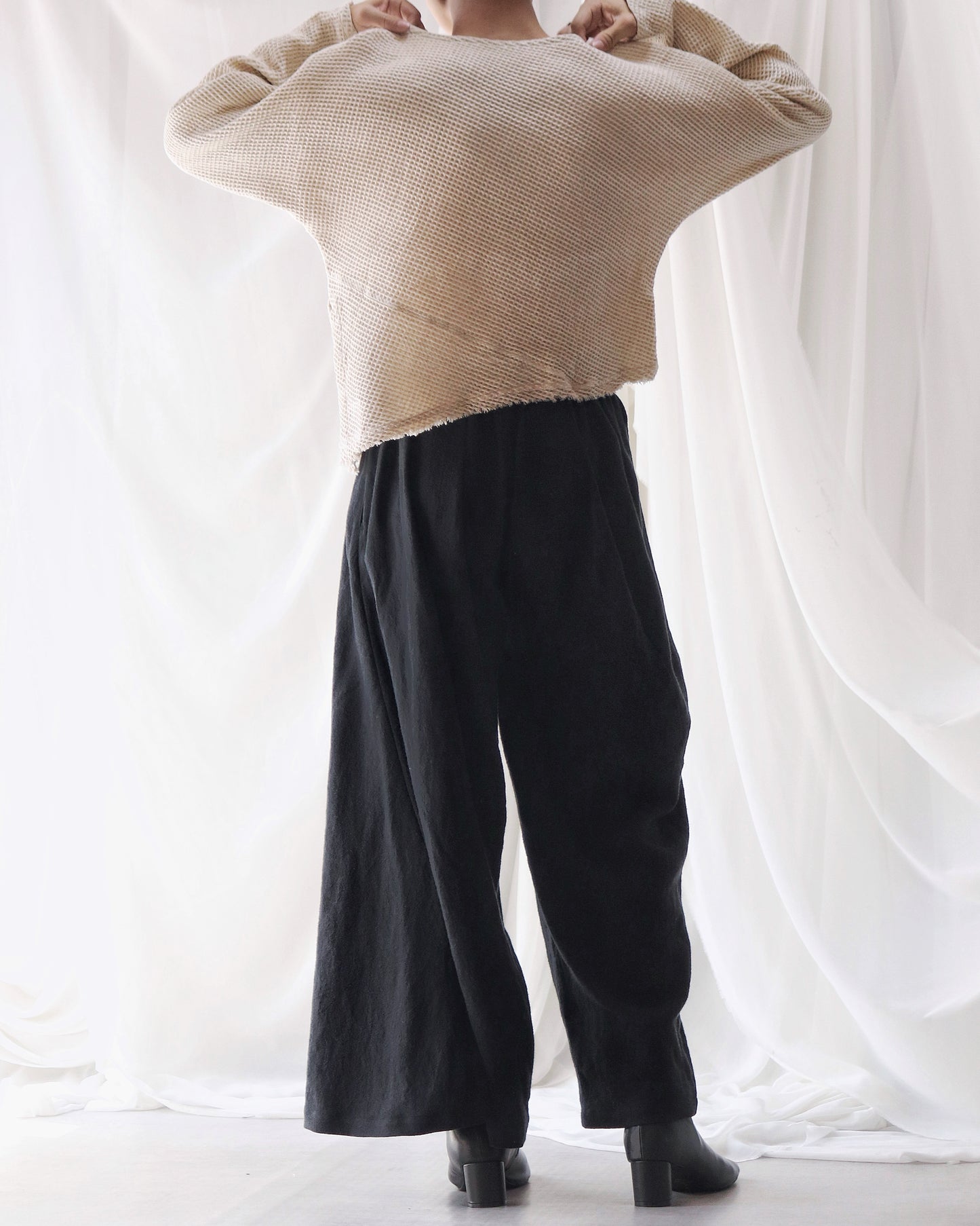 waffle bias pullover