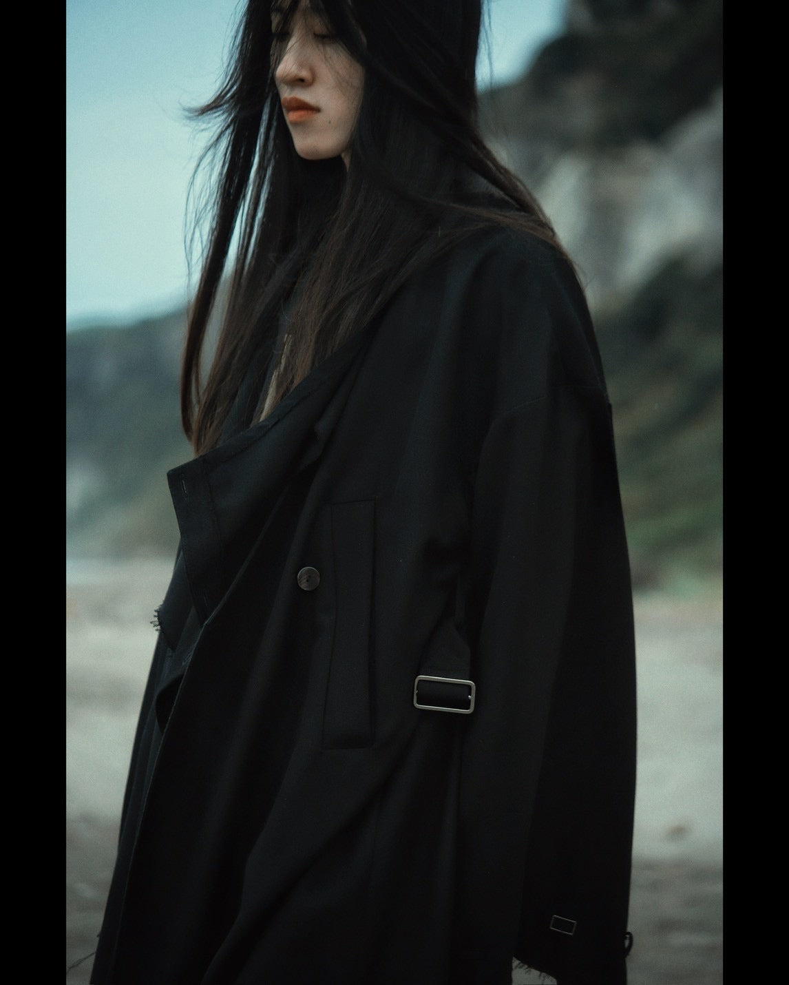 layered frayed coat
