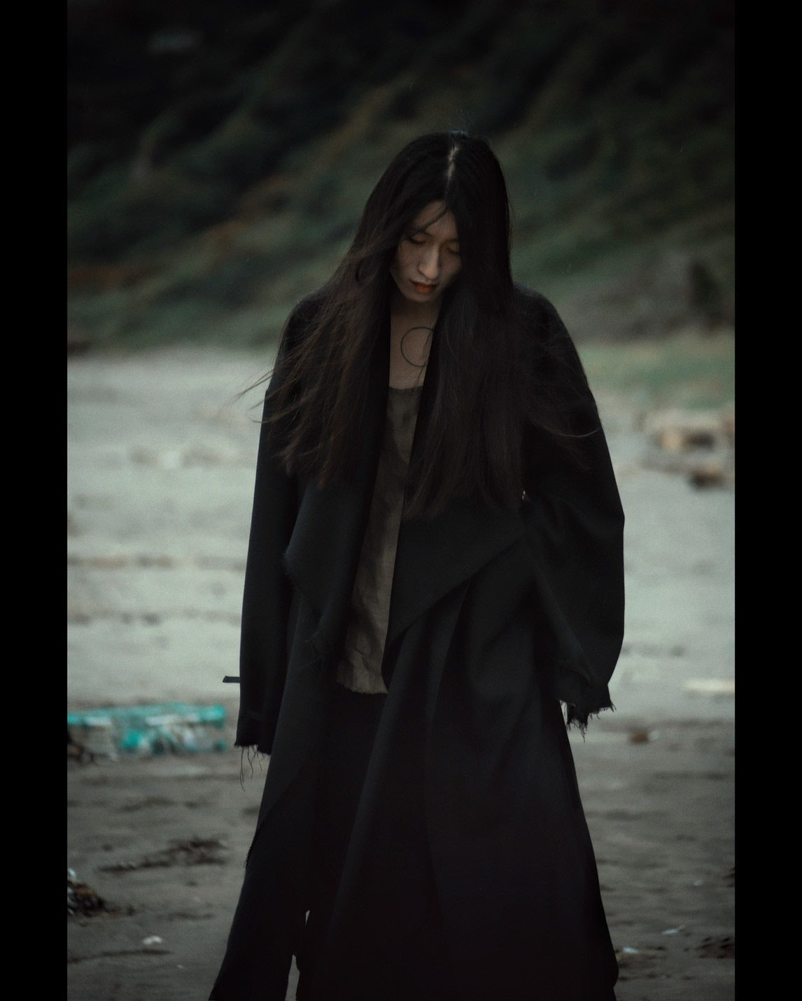 layered frayed coat