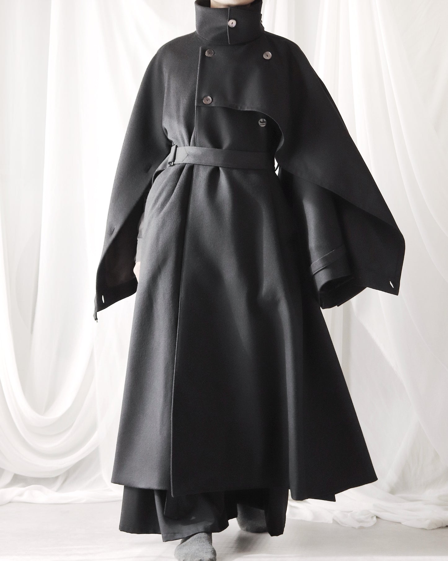 wool layered trench coat