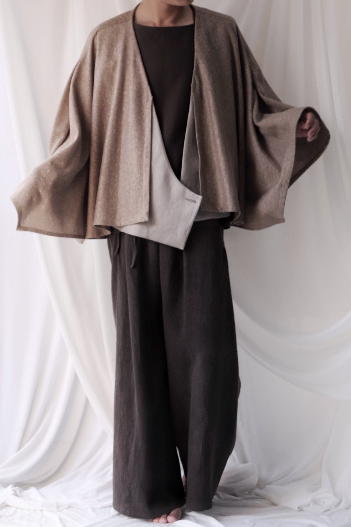 cotton knit haori cardigan