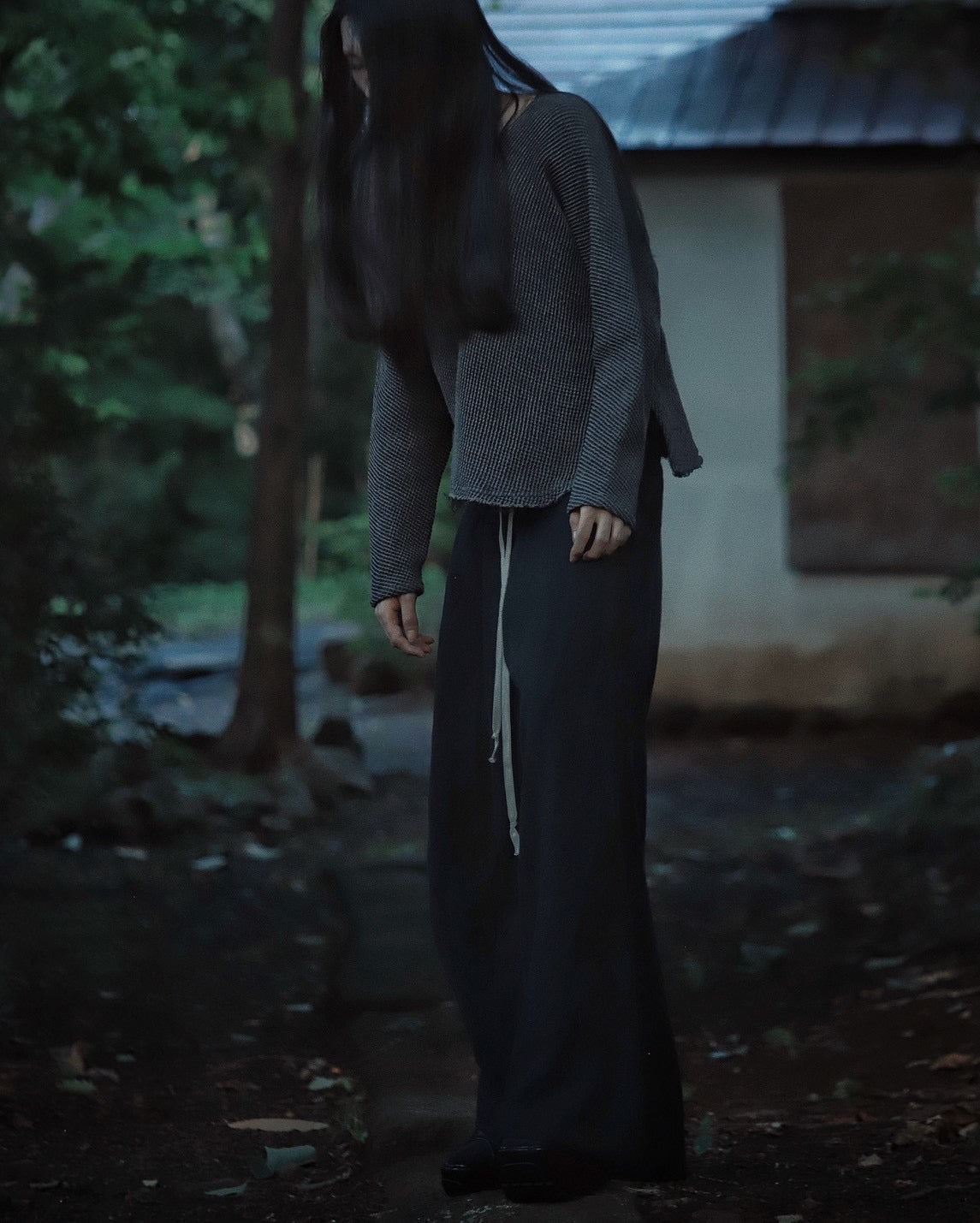 waffle bias pullover
