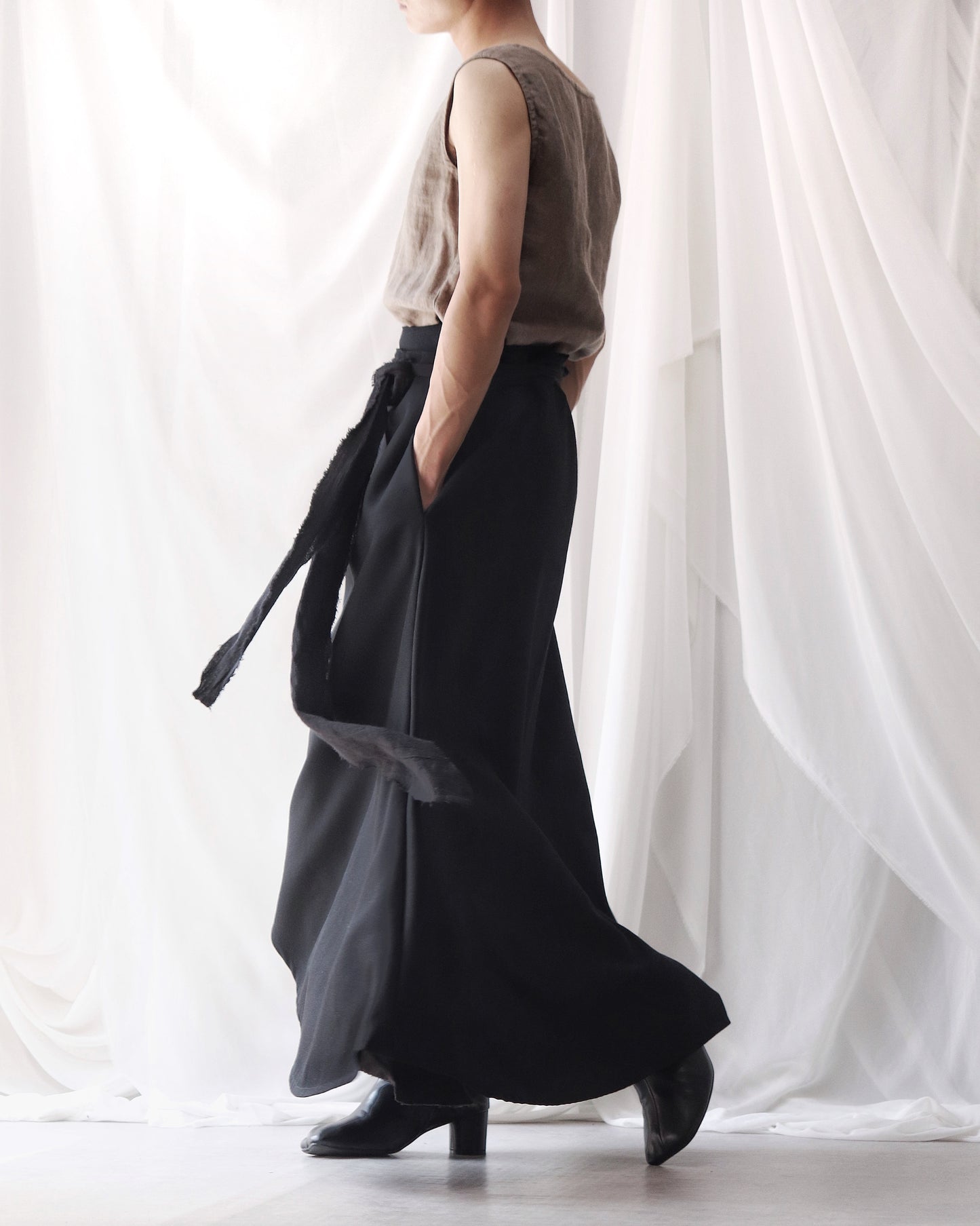 wrapped layered frayed skirt