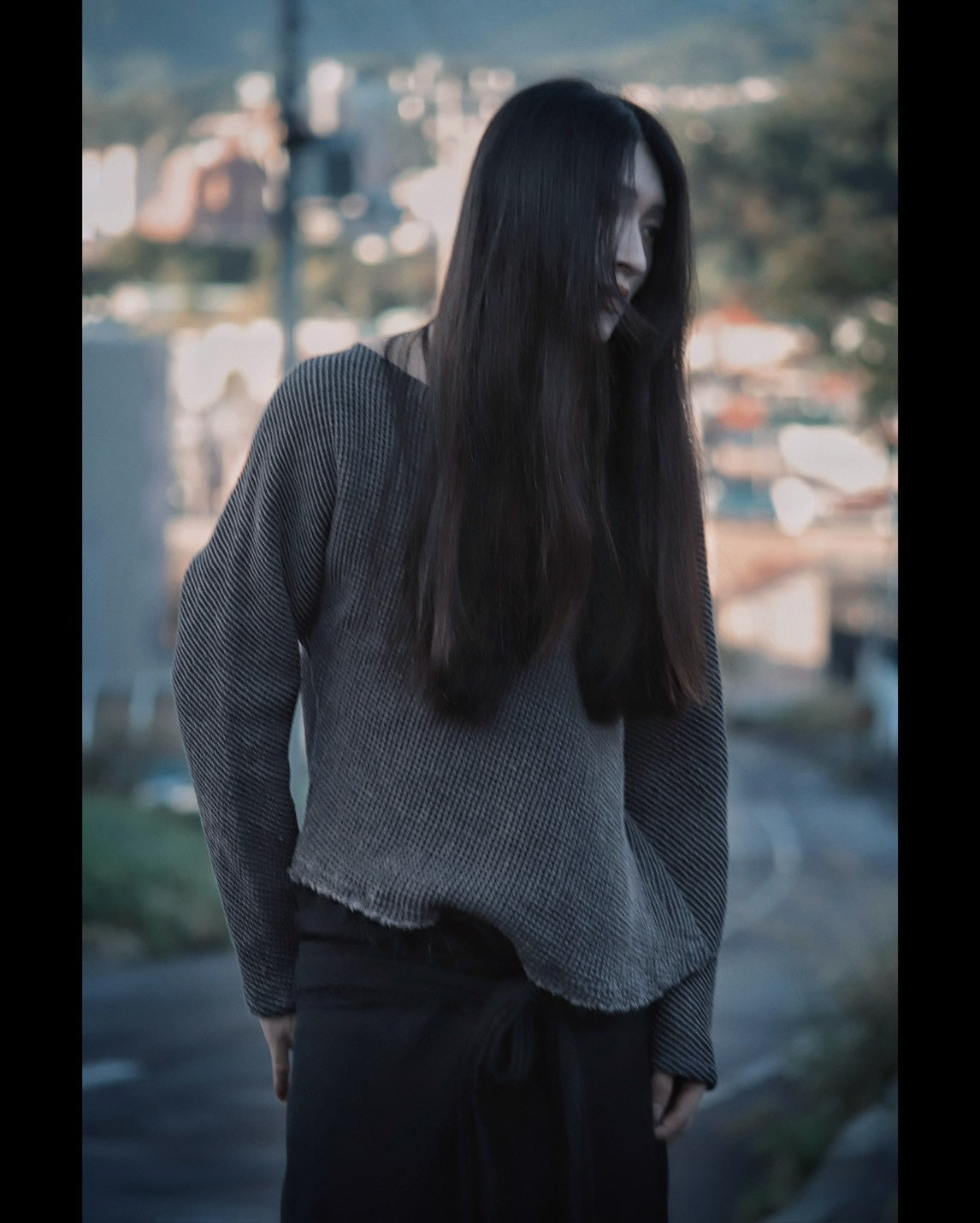 waffle bias pullover