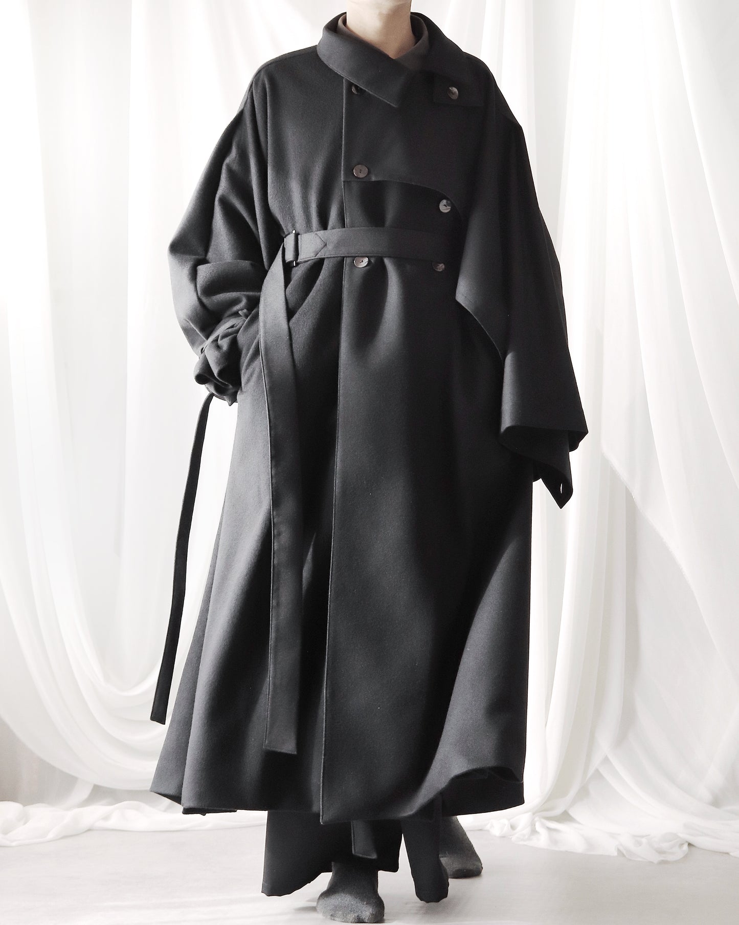 wool layered trench coat