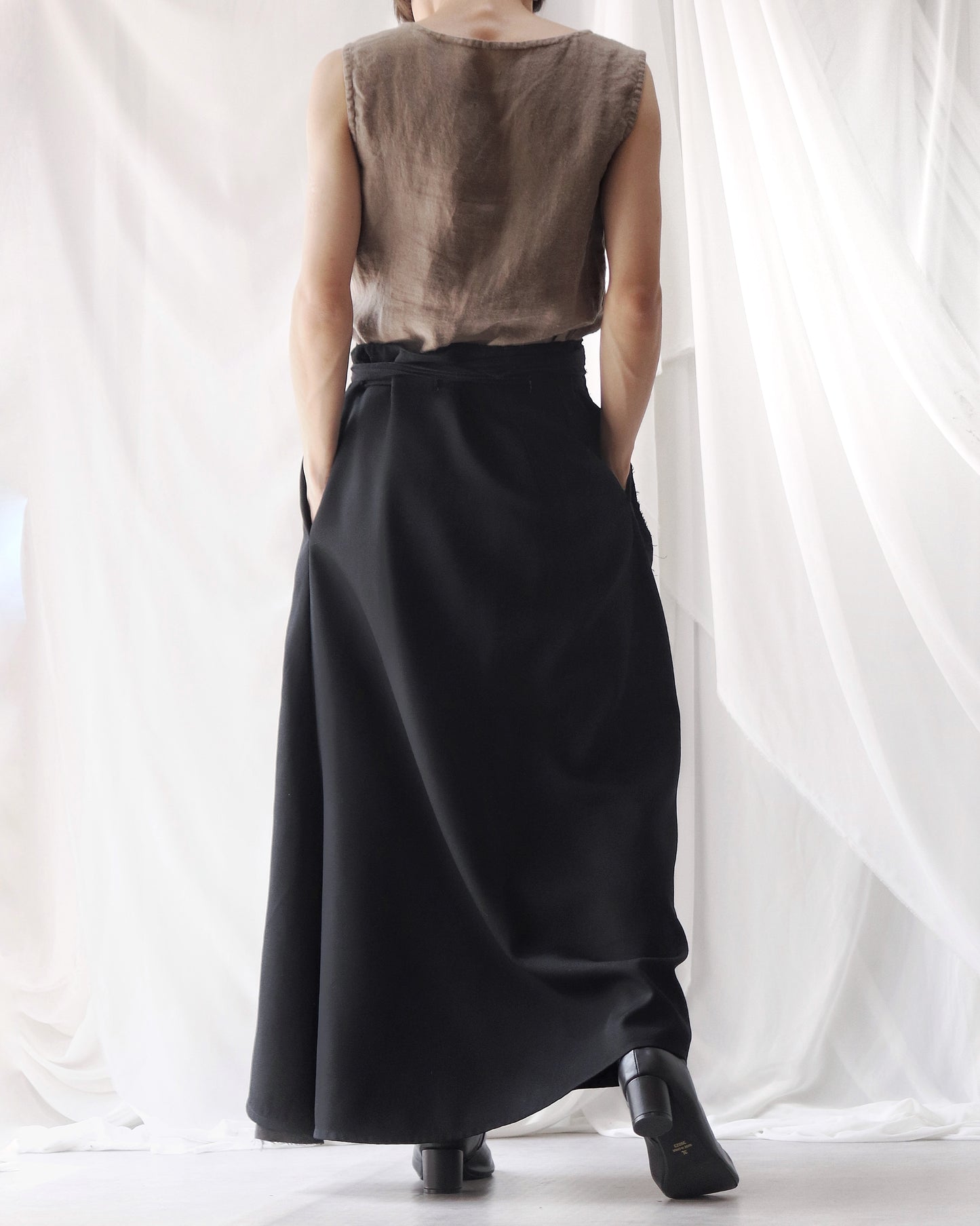 wrapped layered frayed skirt