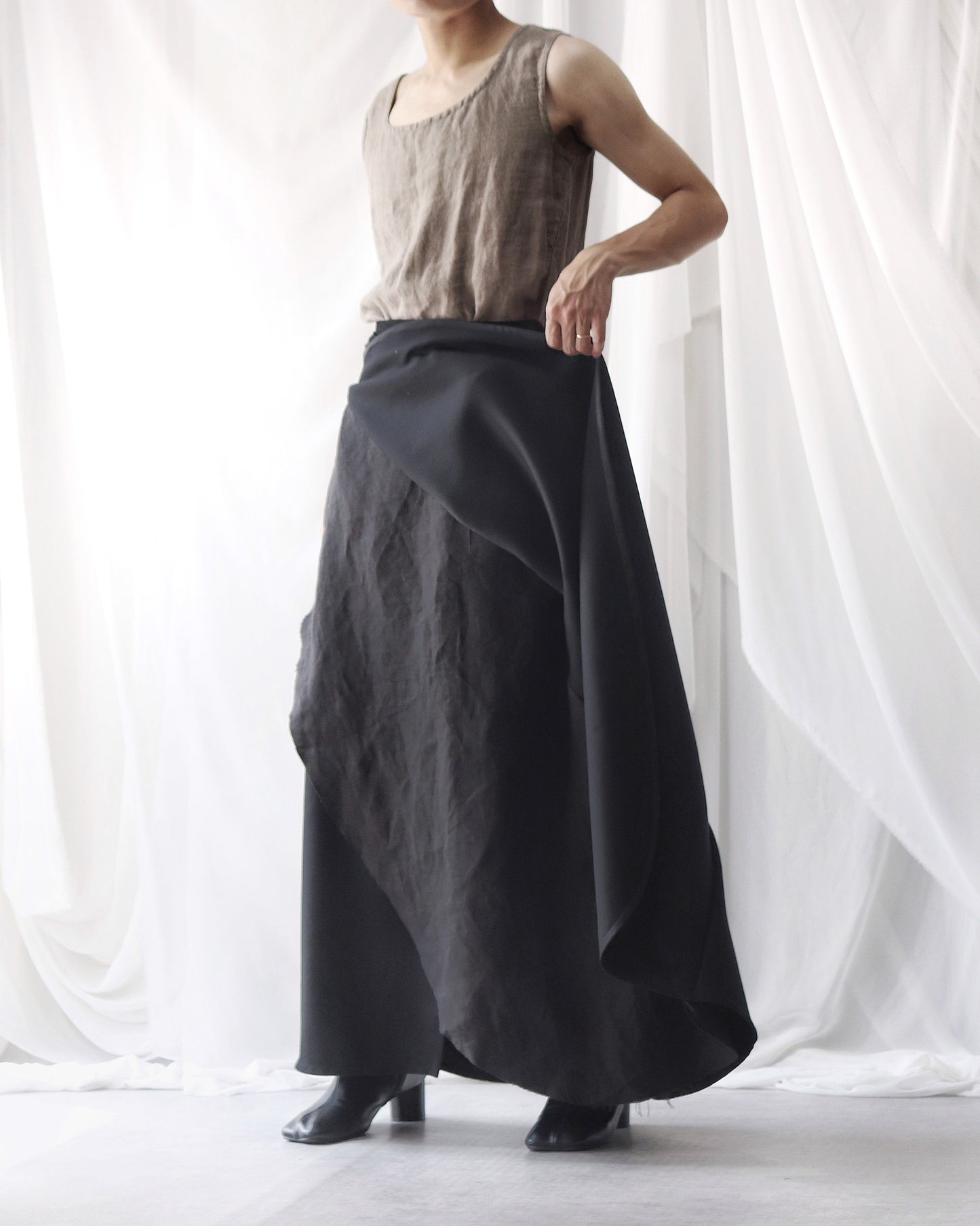 wrapped layered frayed skirt
