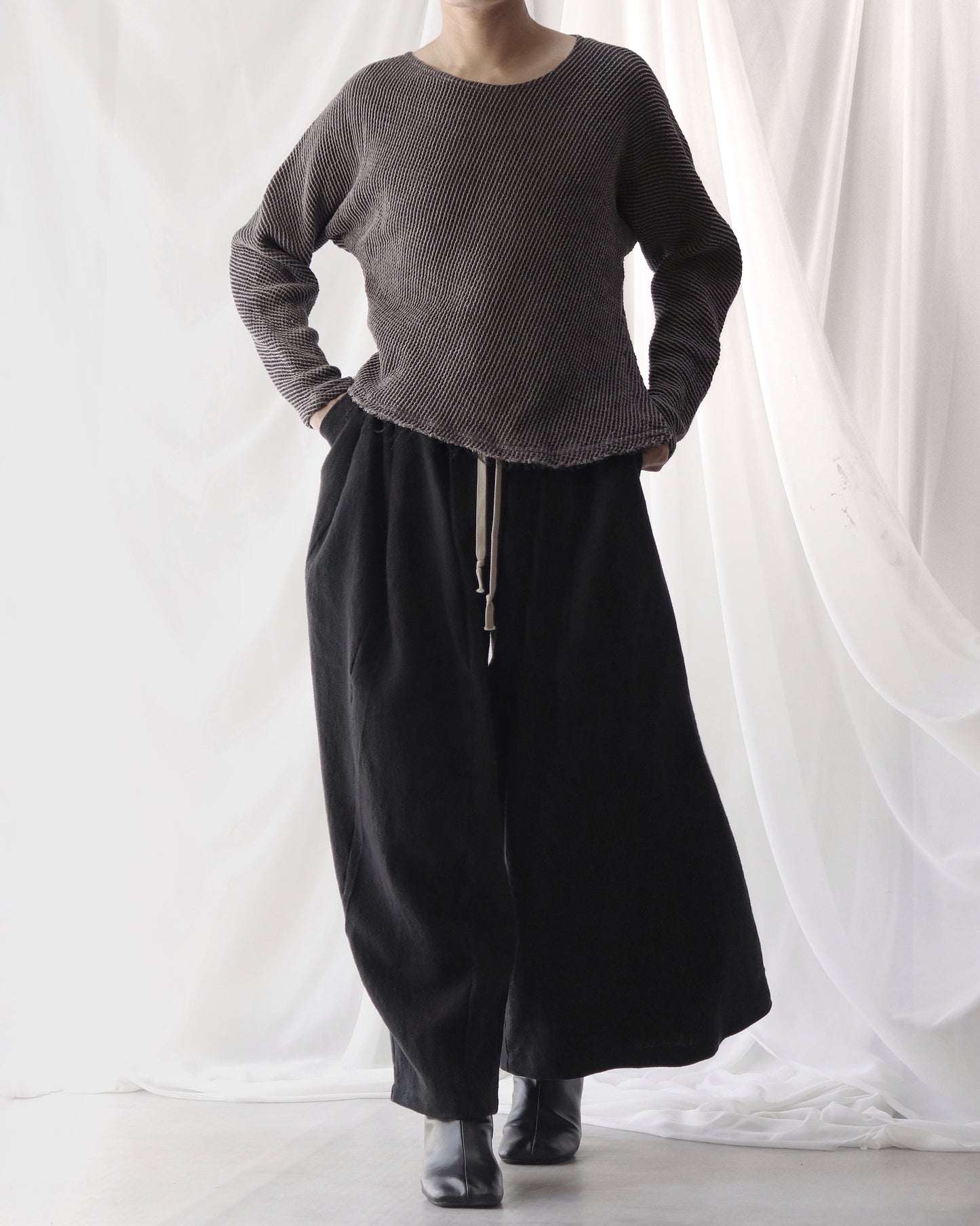 waffle bias pullover