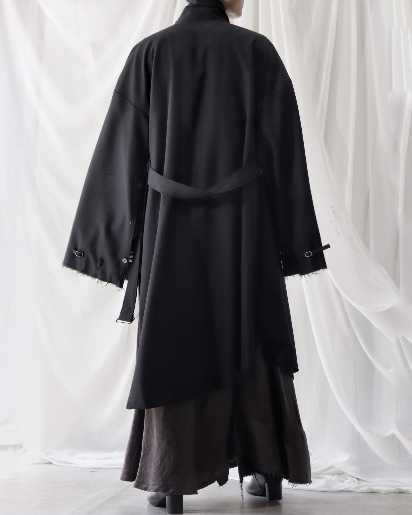 layered frayed coat
