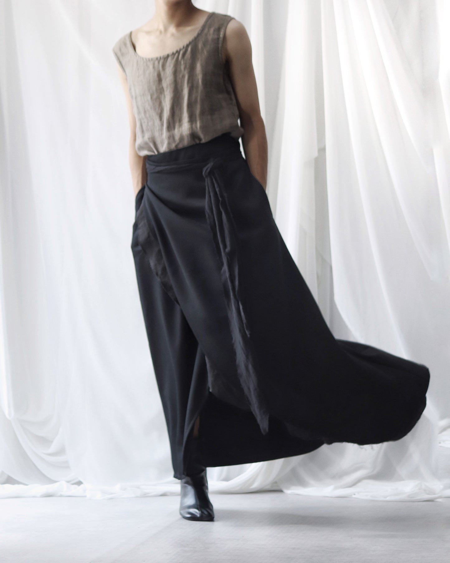 wrapped layered frayed skirt