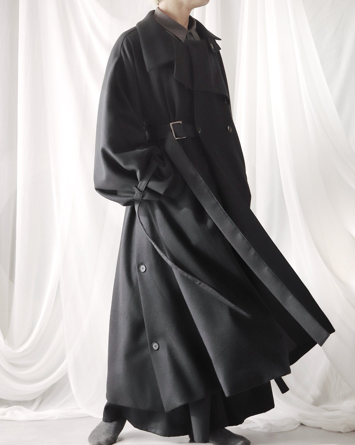 wool layered trench coat