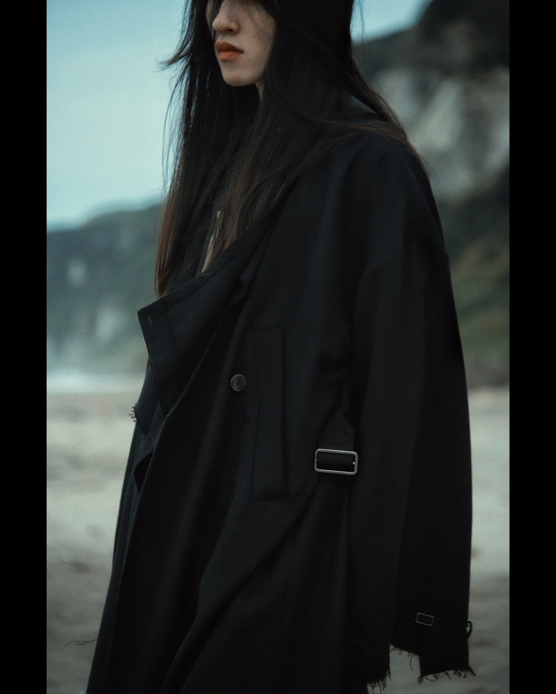 layered frayed coat