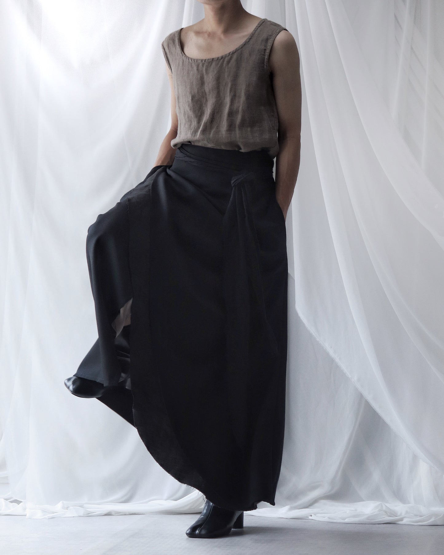 wrapped layered frayed skirt