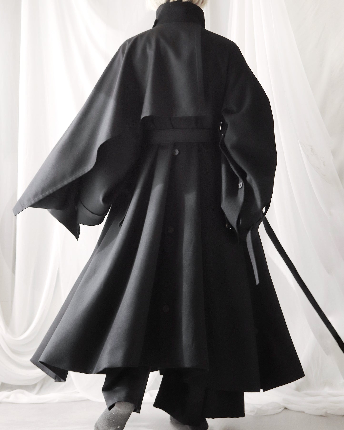 wool layered trench coat