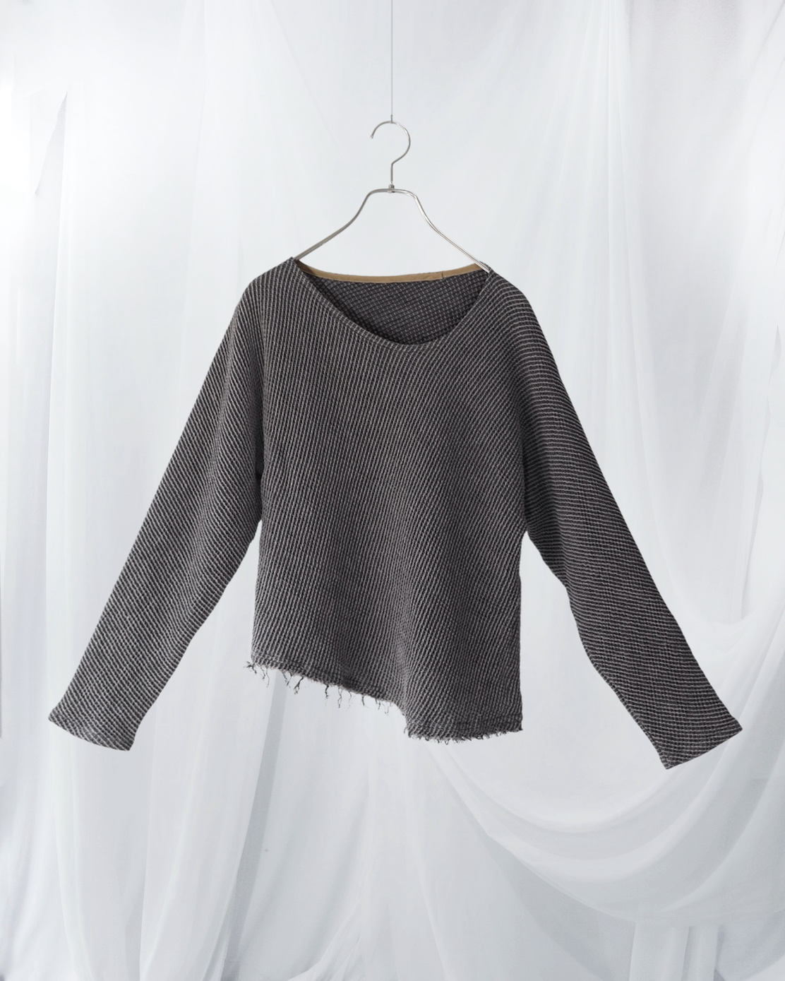 waffle bias pullover