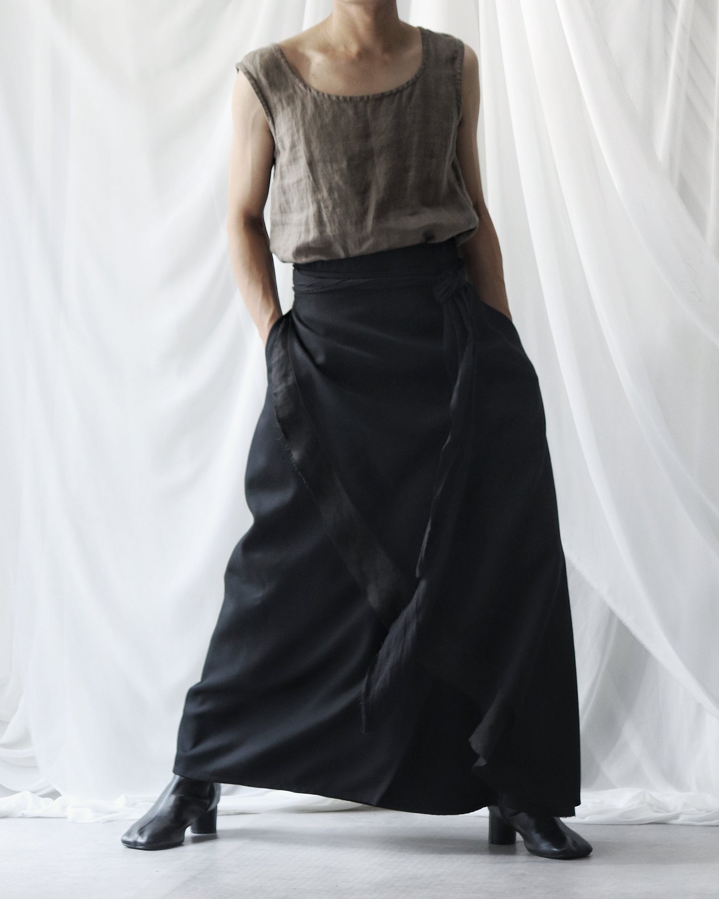 wrapped layered frayed skirt