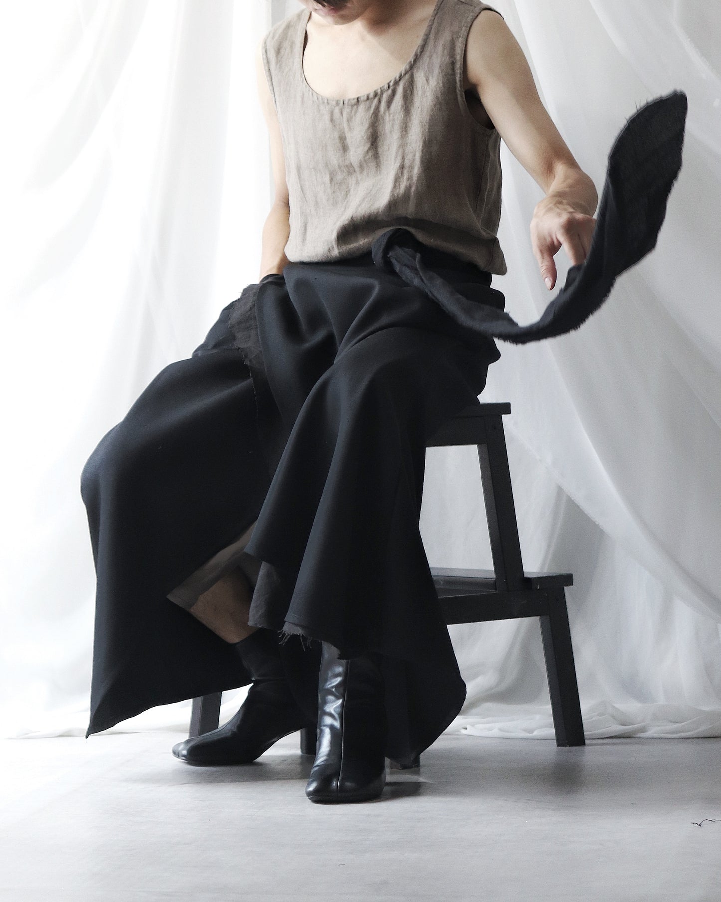 wrapped layered frayed skirt