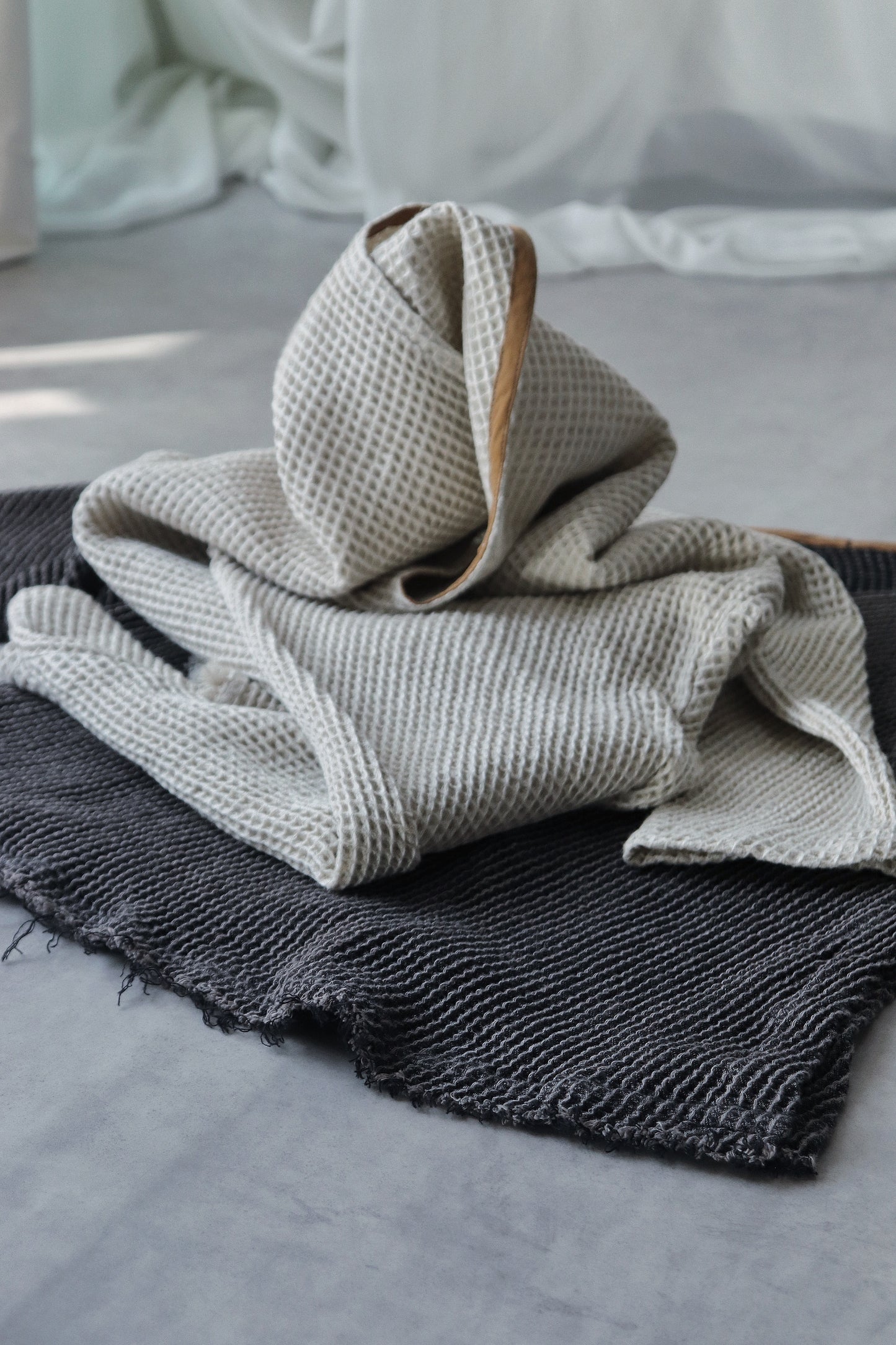 waffle bias pullover