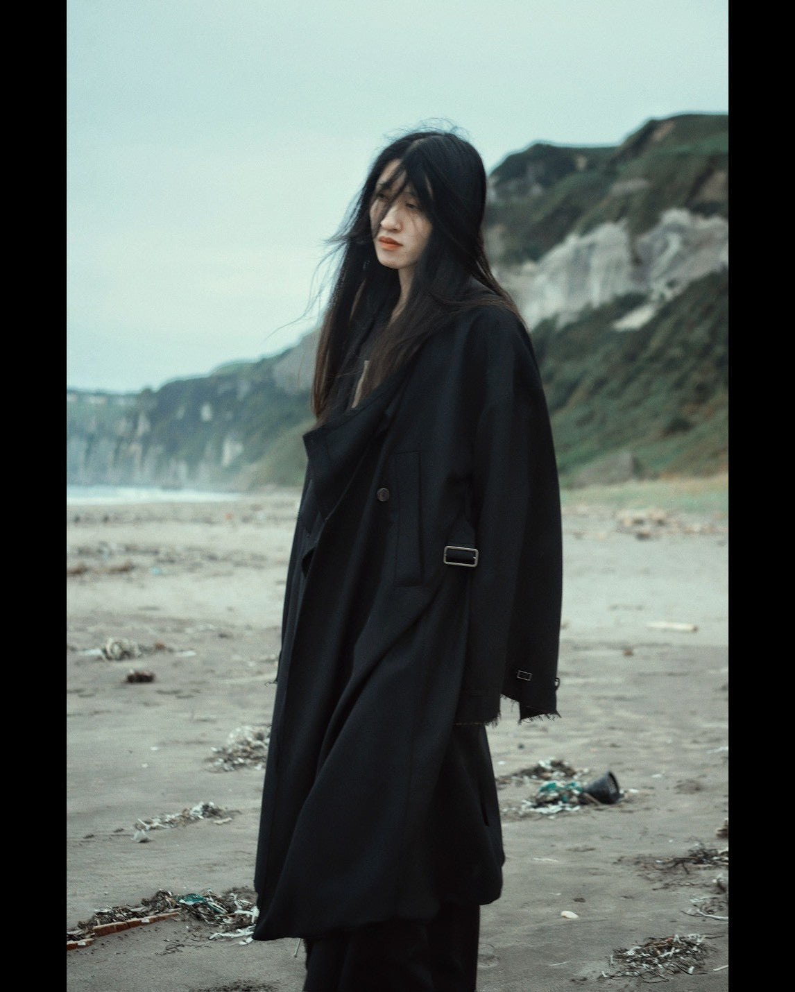 layered frayed coat