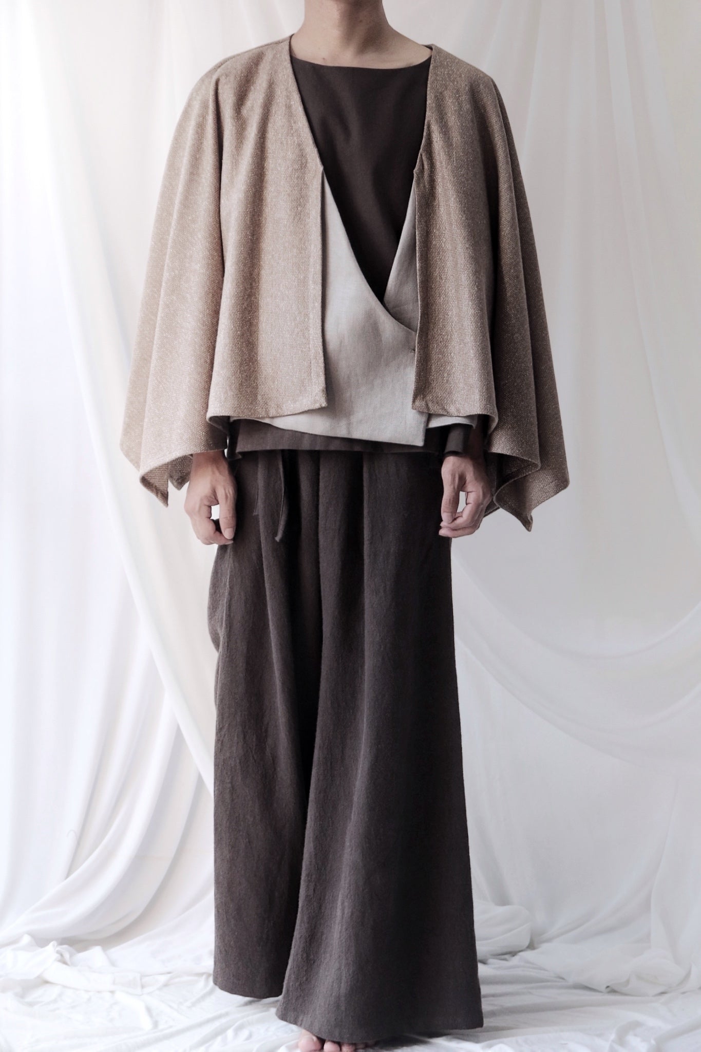 cotton knit haori cardigan