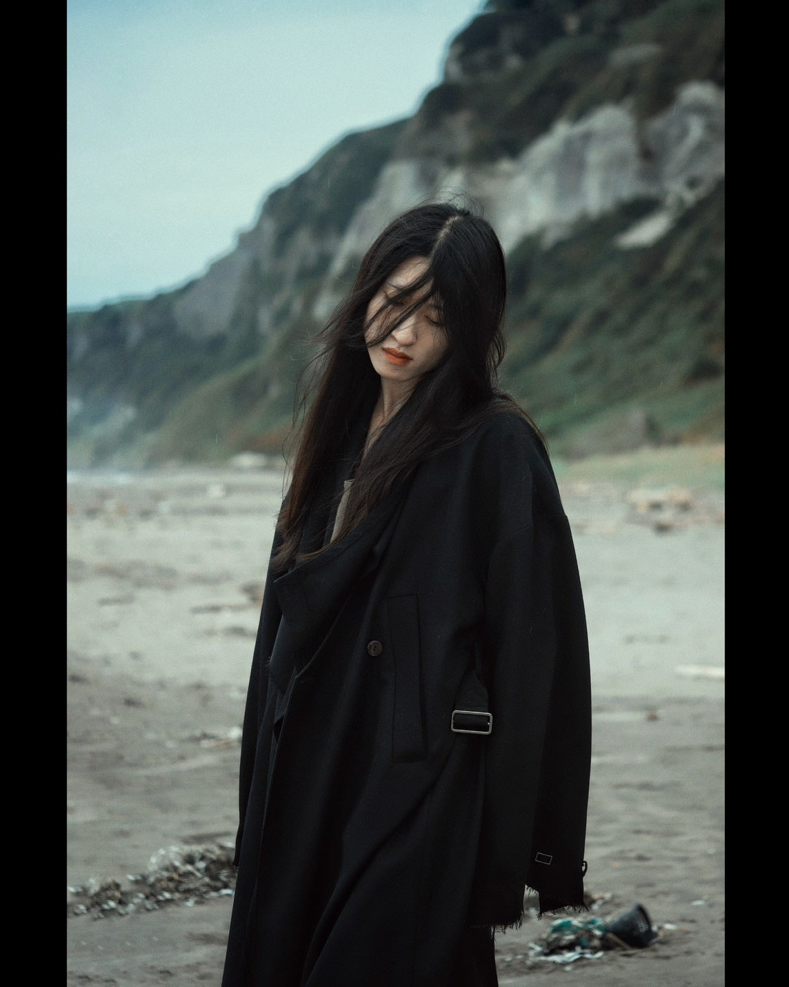 layered frayed coat
