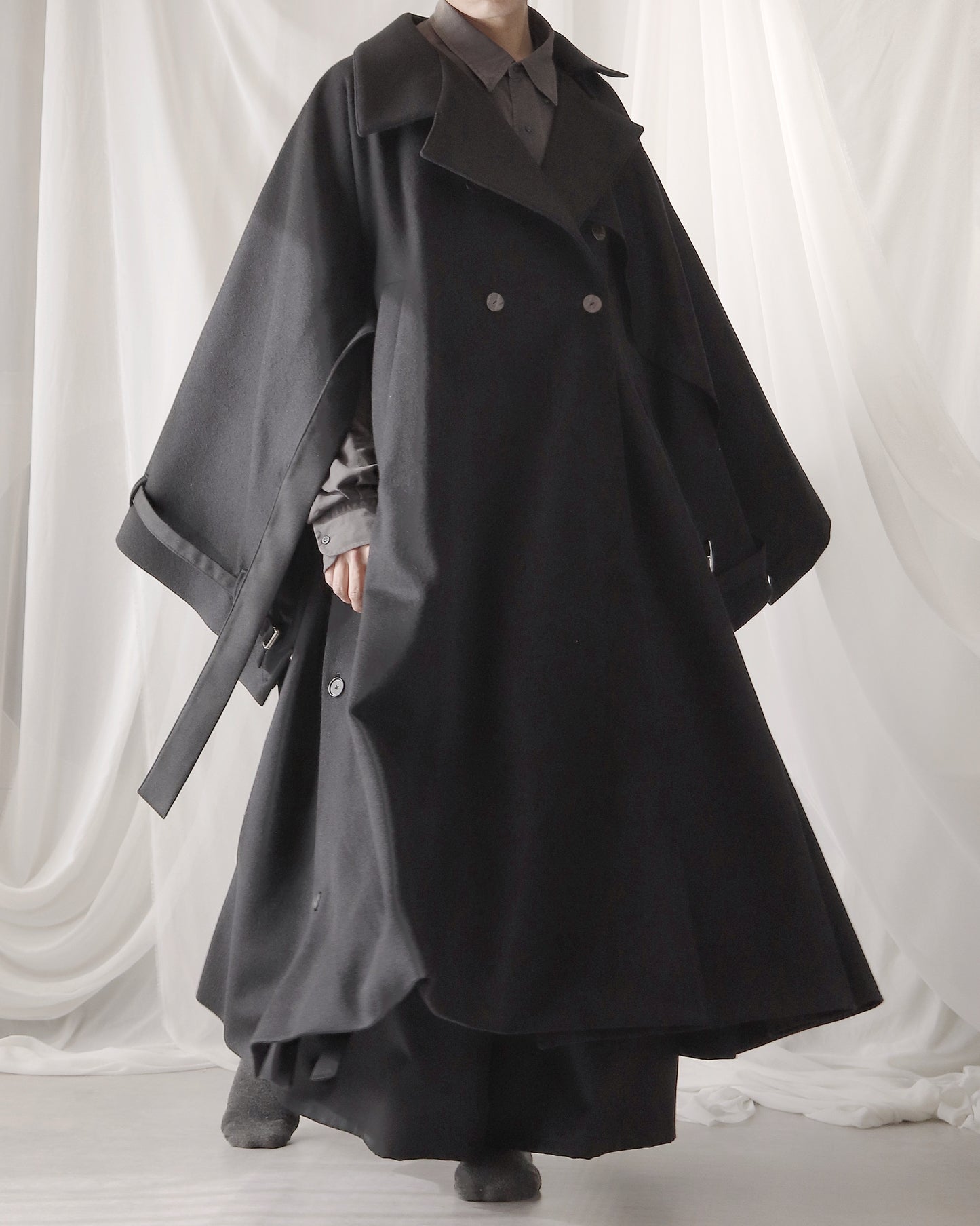 wool layered trench coat