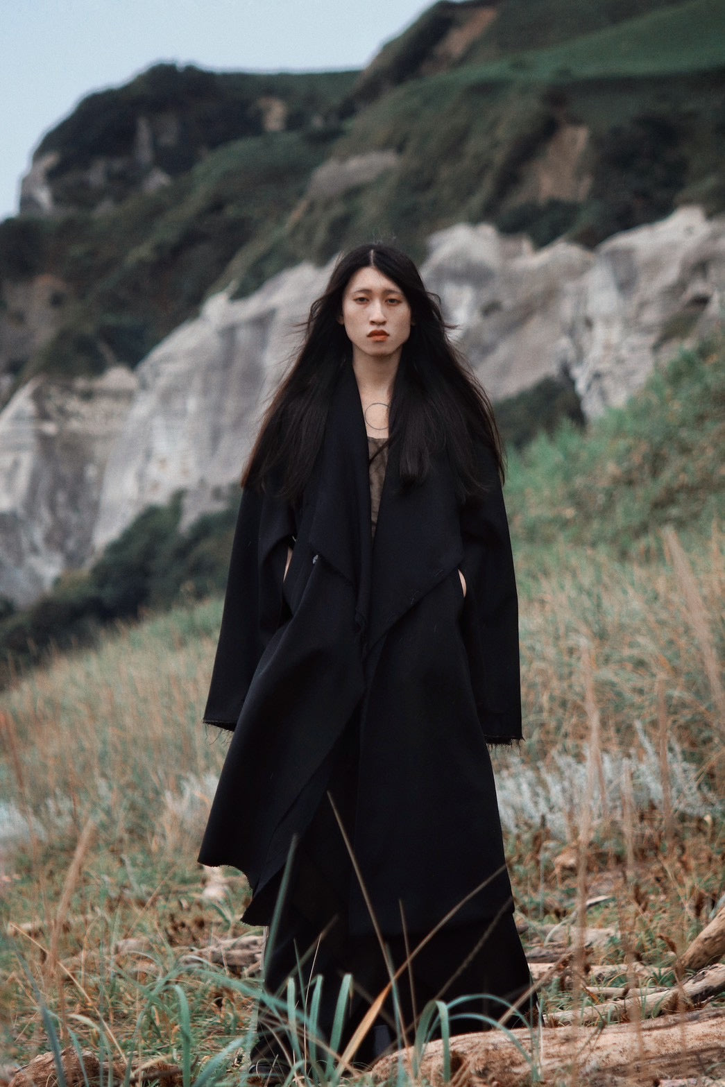 layered frayed coat