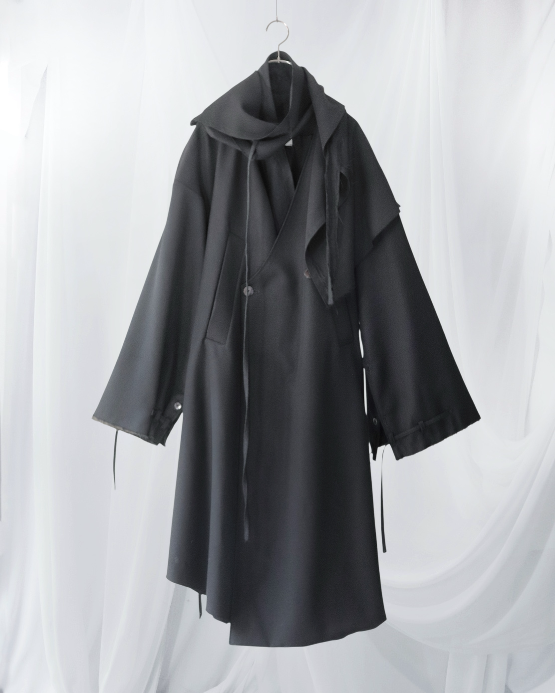 layered frayed coat