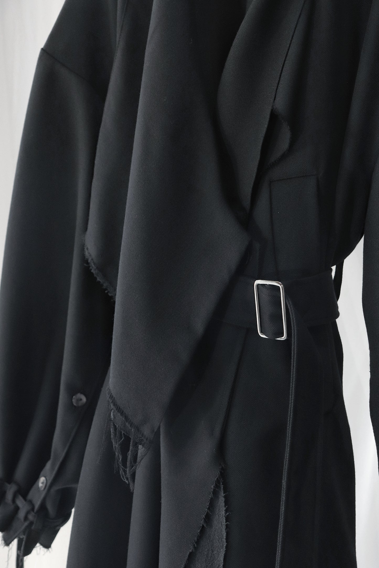 layered frayed coat