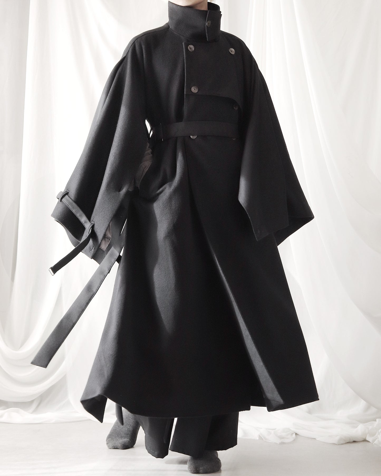 wool layered trench coat