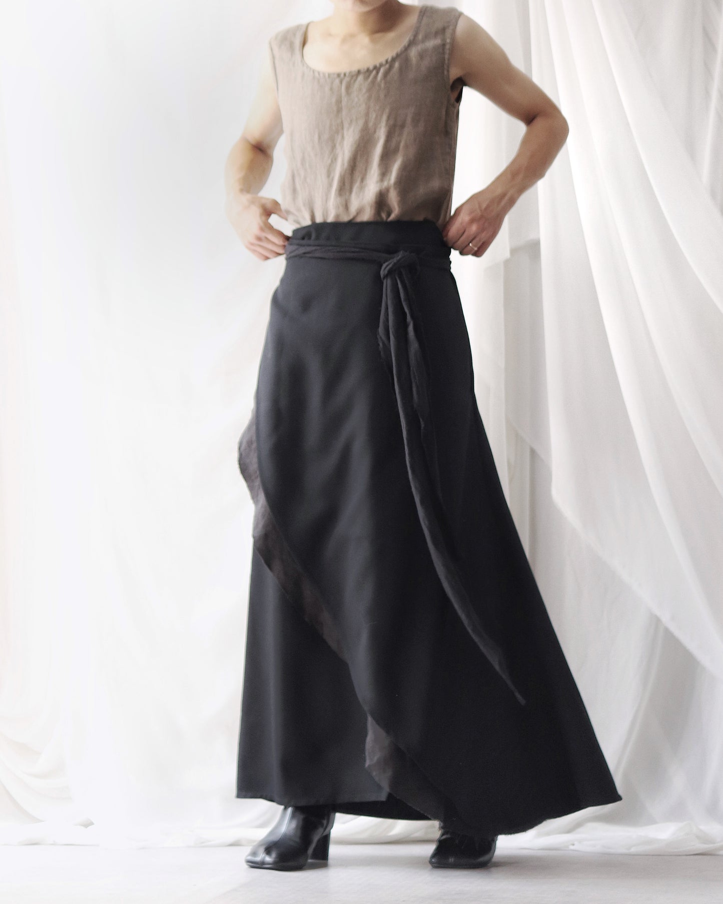 wrapped layered frayed skirt