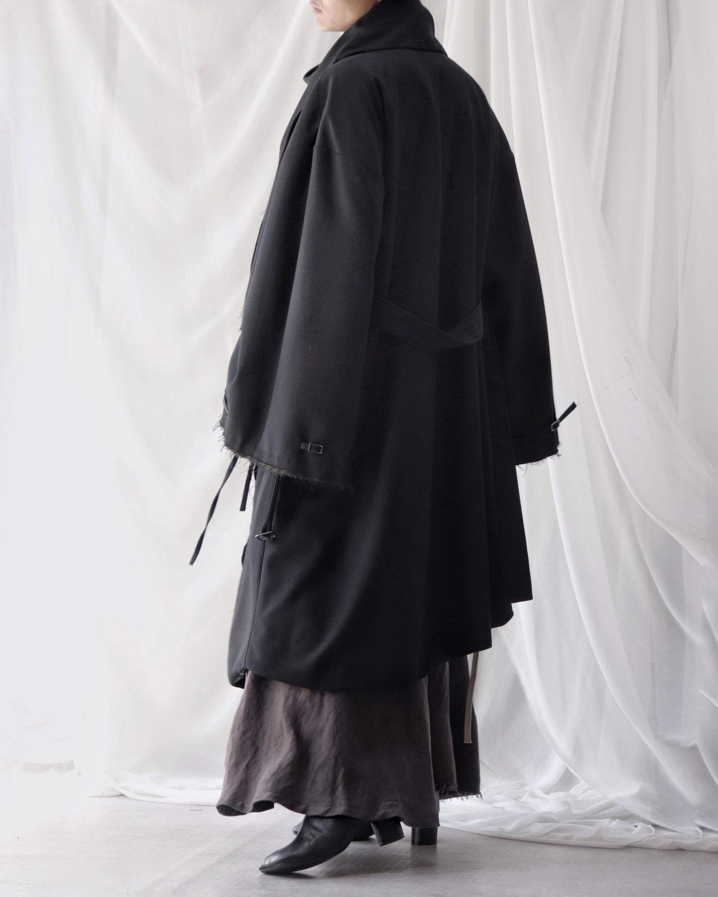 layered frayed coat