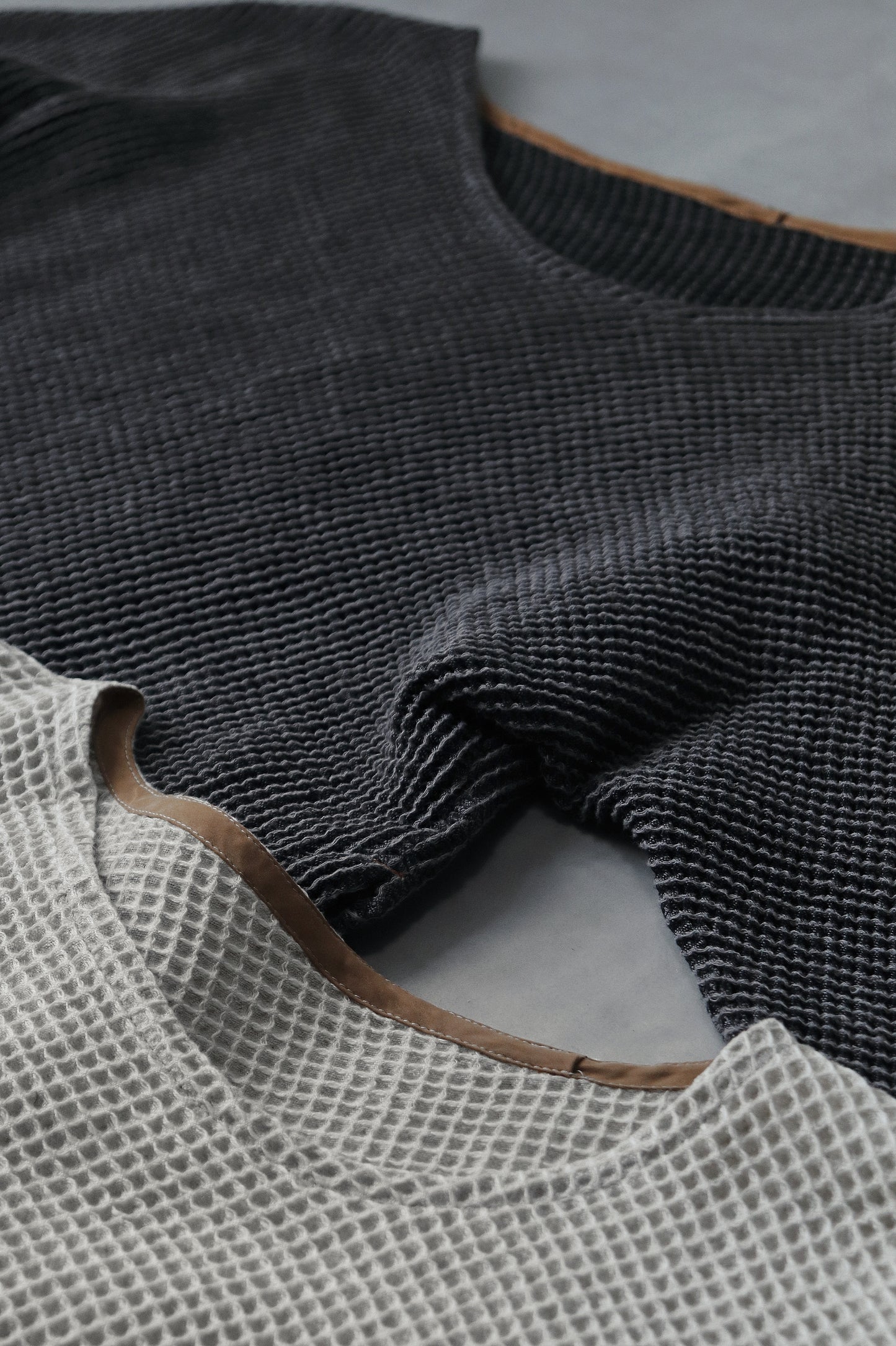waffle bias pullover