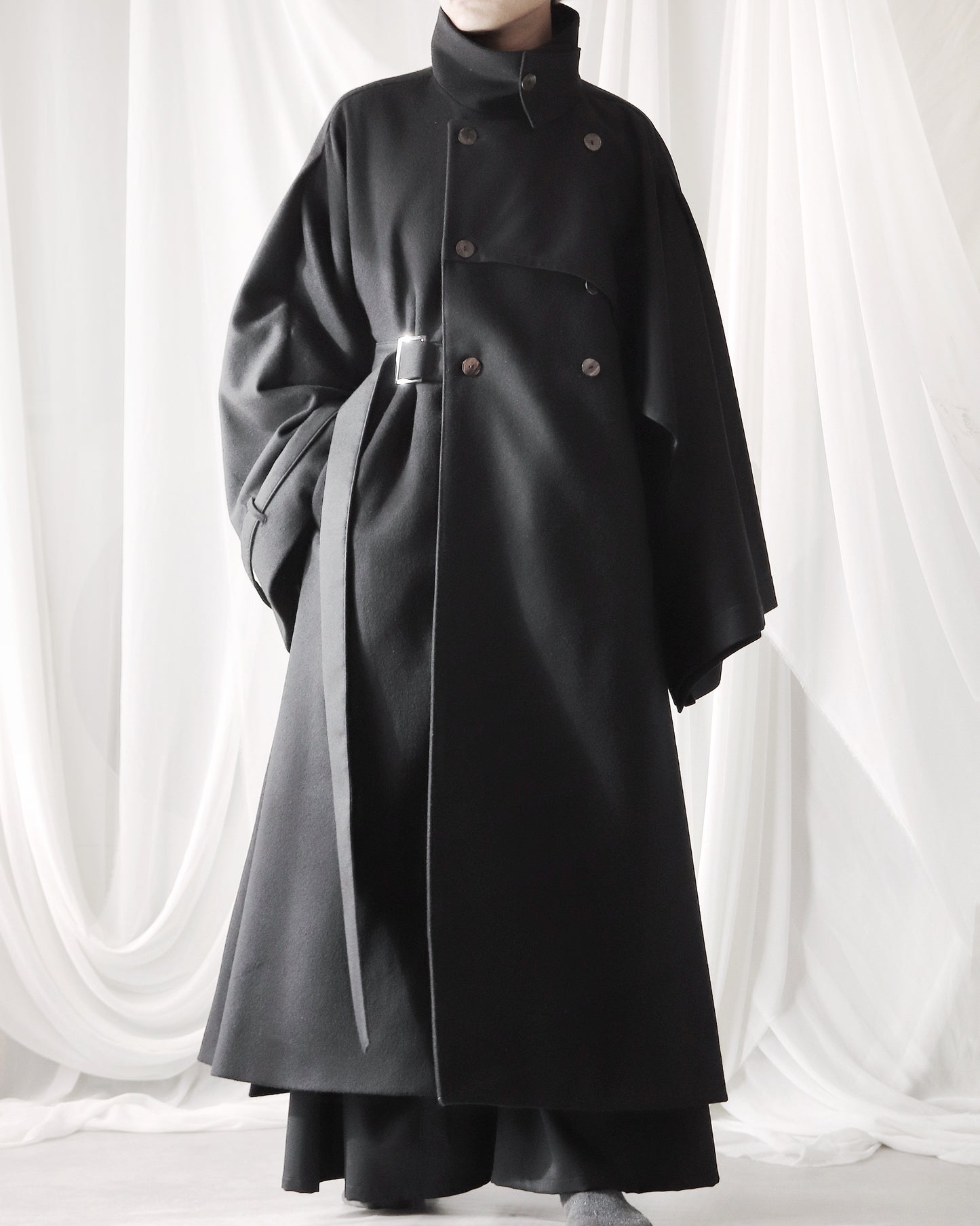 wool layered trench coat