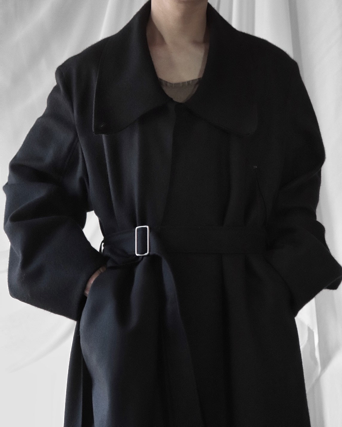 melton&gabardine layered coat