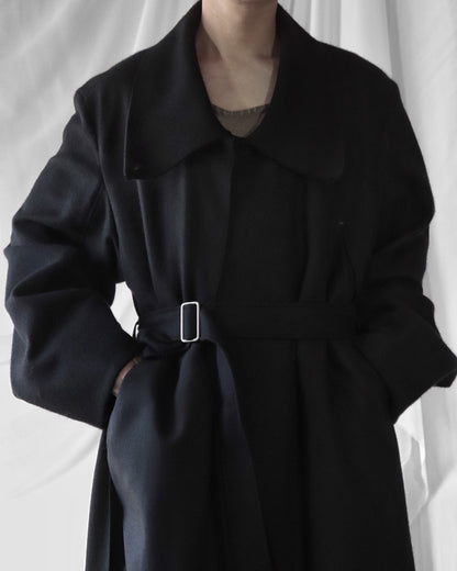 melton&gabardine layered coat