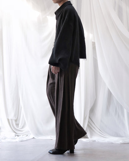 cut off flare sleeve shirt/black
