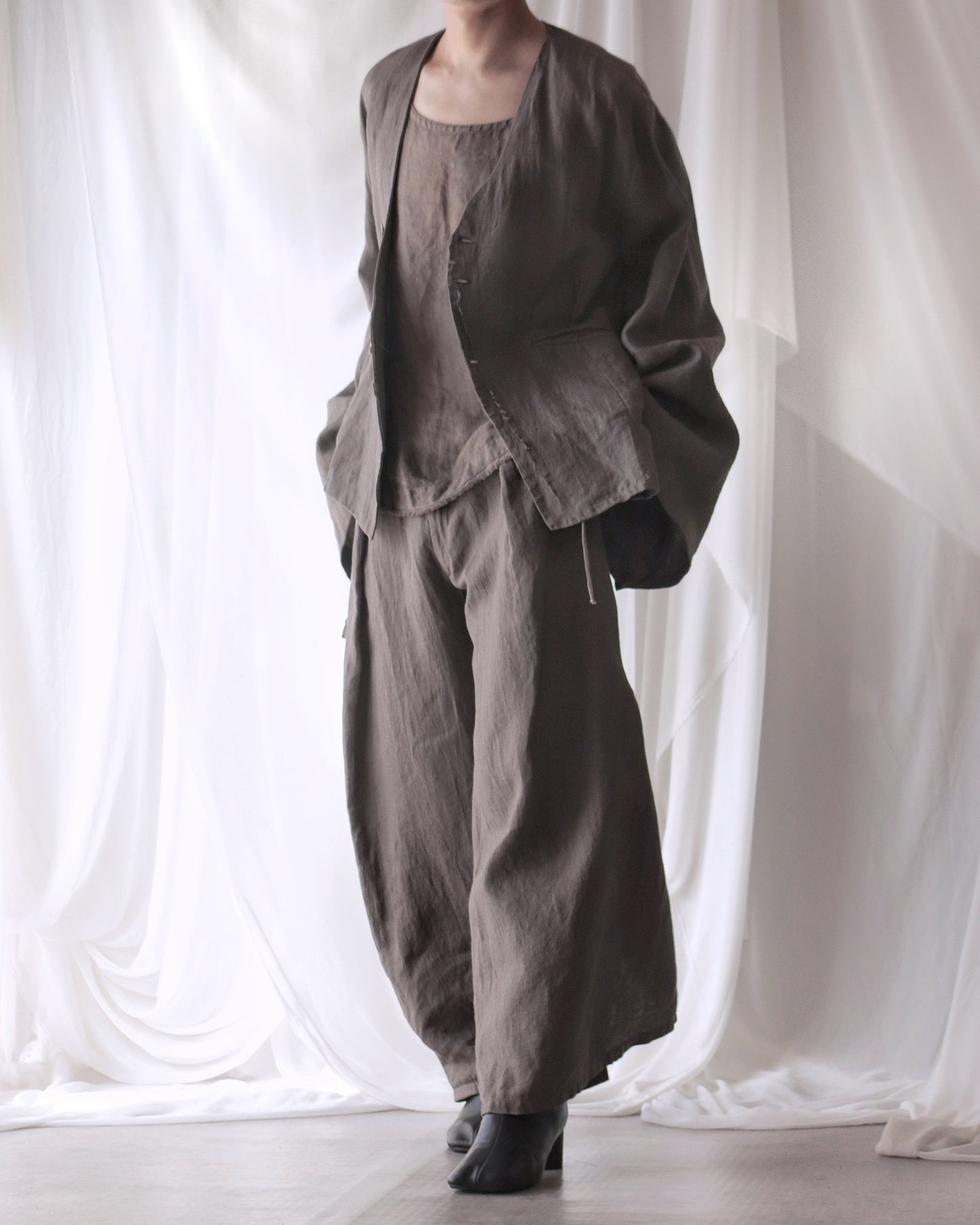 collarless jacket