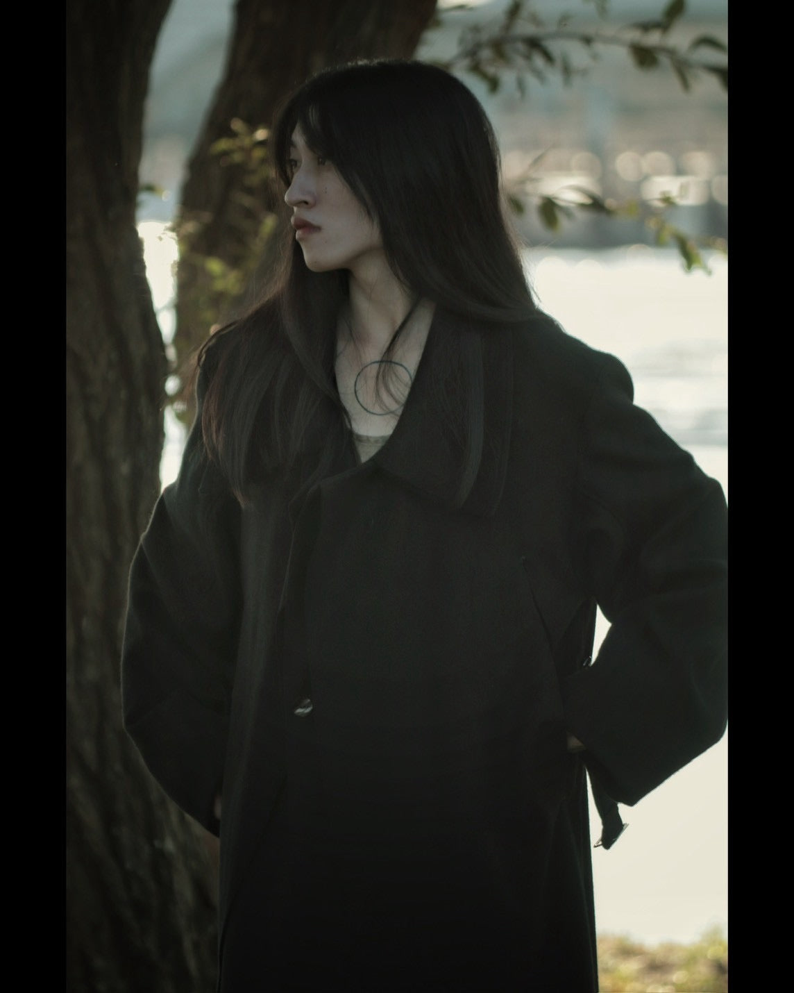 melton&gabardine layered coat