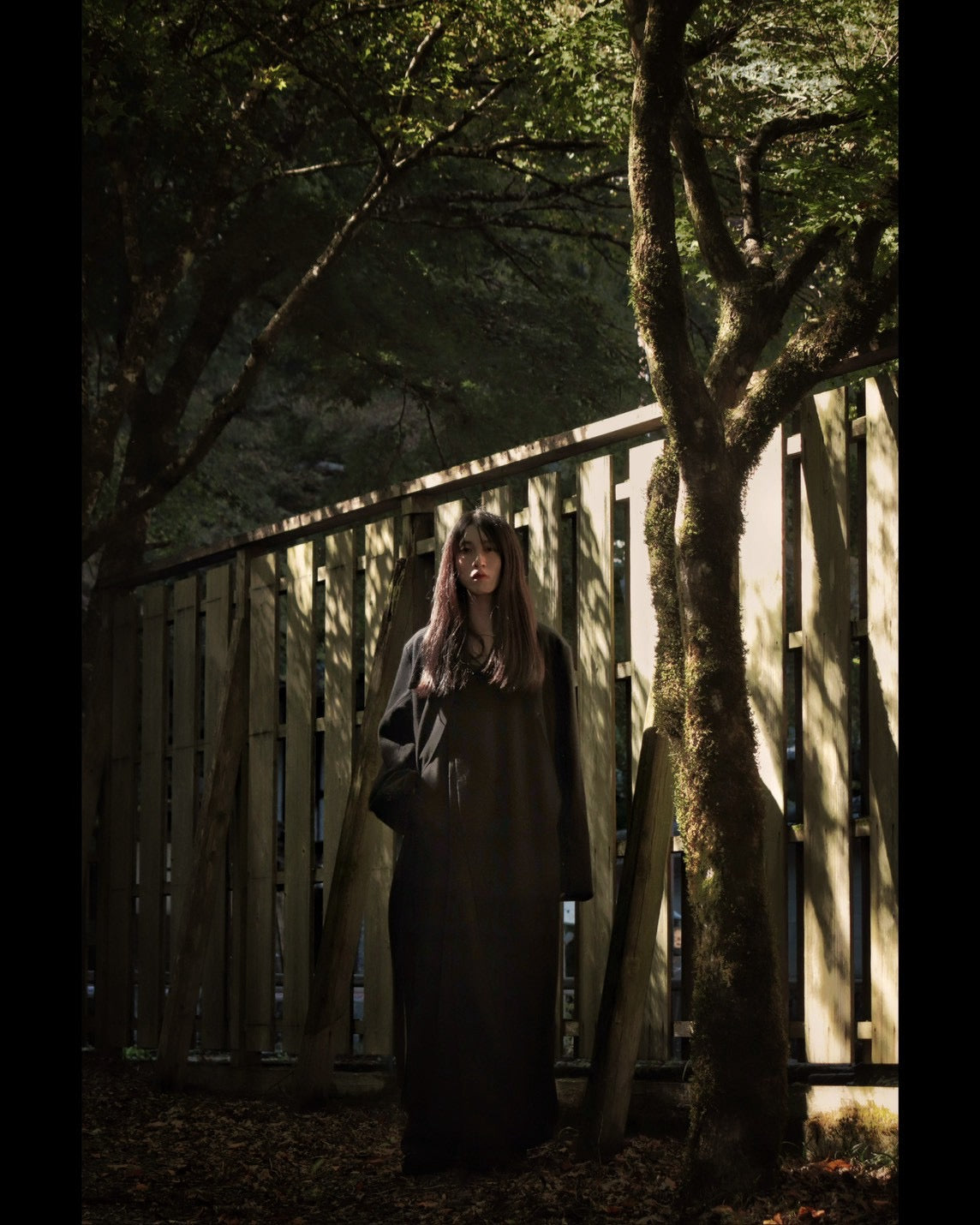 melton&gabardine layered coat
