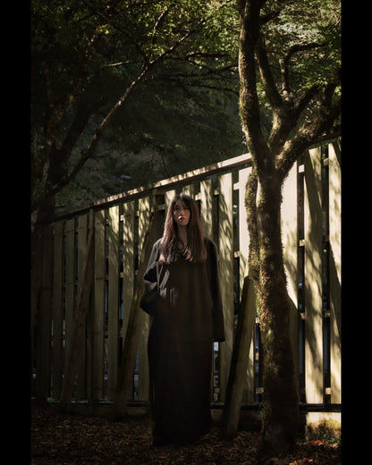 melton&gabardine layered coat